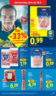 PIKOK Pikant salama, 100 g, Narezak - Pregled kataloga iz trgovine Lidl, vrijedi od 13.04.2026 | Stranica: 59 | Proizvodi: Salama, Šunka, Narezak, Kobasica
