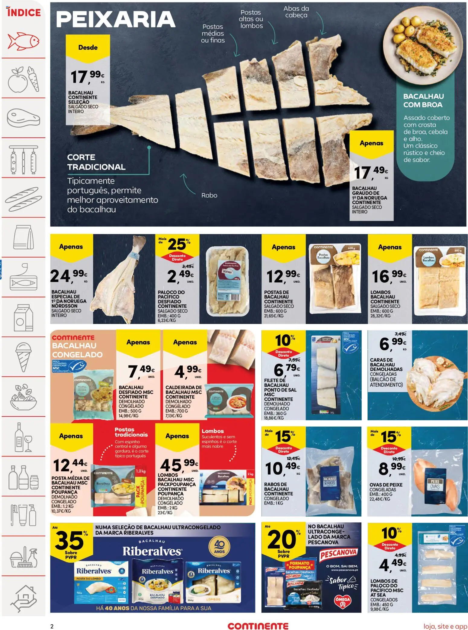 Continente Semanal Continente Bom Dia │ válido de 24.03.2026 | Página: 2 | Produtos: Bacalhau, Sal, Cebola, Lombo