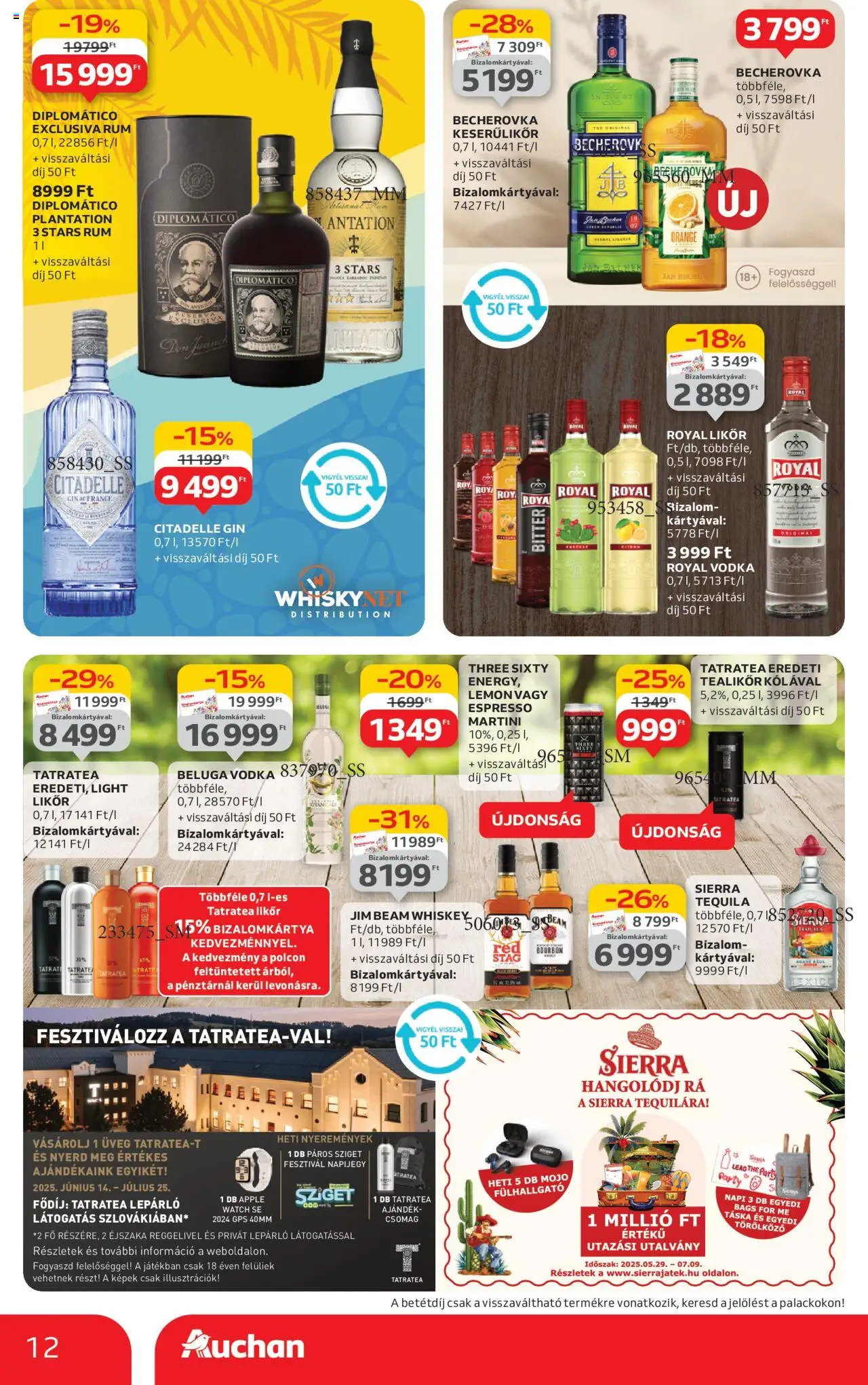 Auchan akciós ujság - amely érvényes a következő dátumtól: 19.06.2025 | Oldal: 12 | Termékek: Törölköző, Fülhallgató, Táska, Bourbon