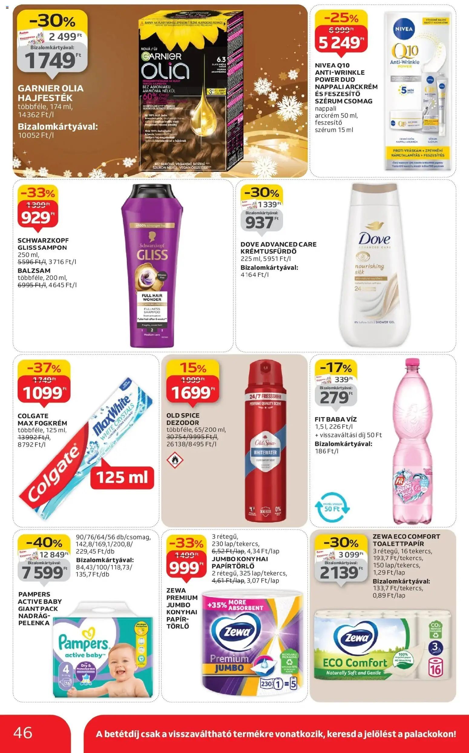 Auchan akciós ujság - amely érvényes a következő dátumtól: 18.12.2025 | Oldal: 46 | Termékek: Hajfesték, Sampon, Fogkrém, Nadrág