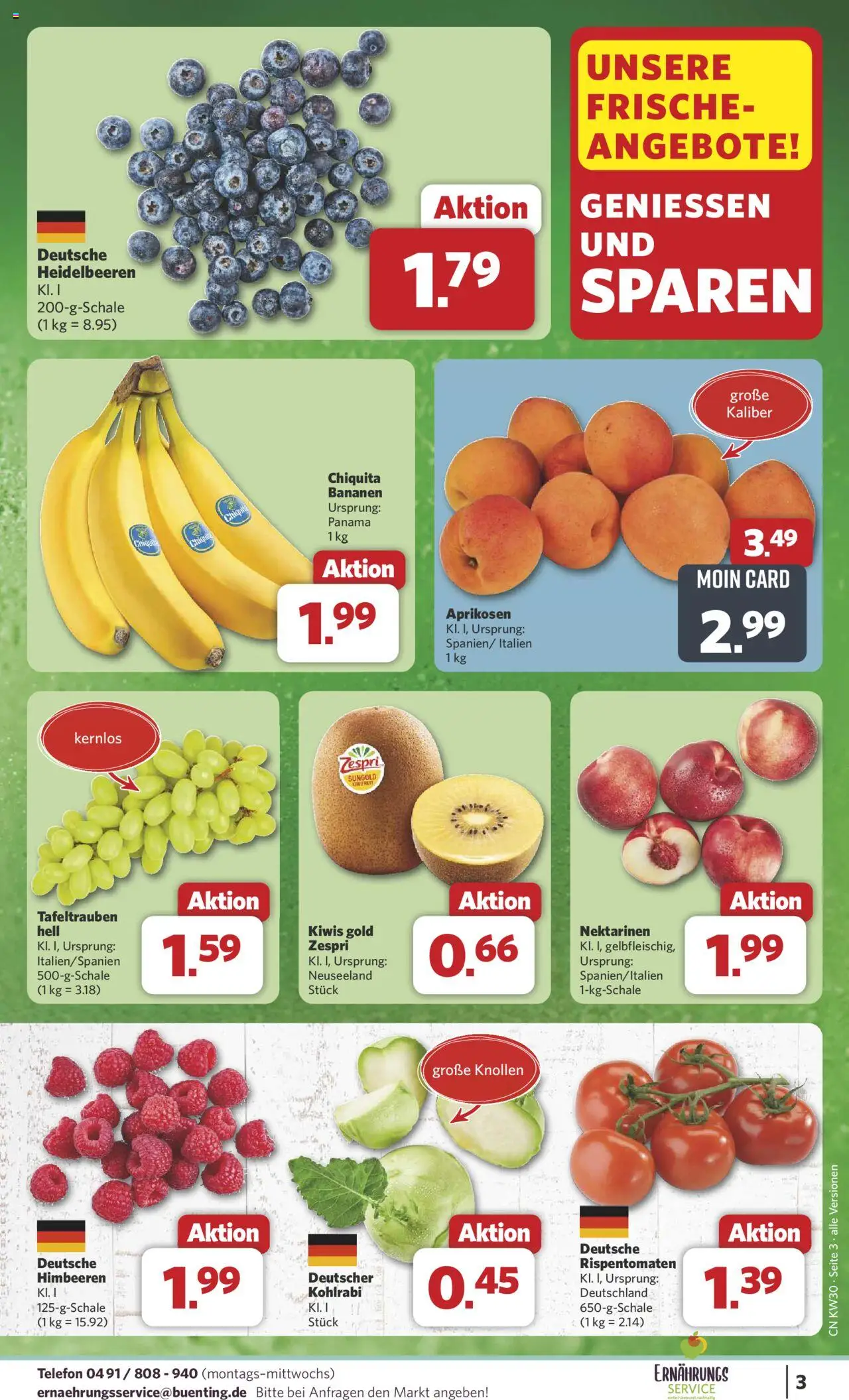 Combi Prospekt 	 - gültig ab dem 21.07.2025 | Seite: 3 | Produkte: Himbeeren, Nektarinen, Kohlrabi, Heidelbeeren