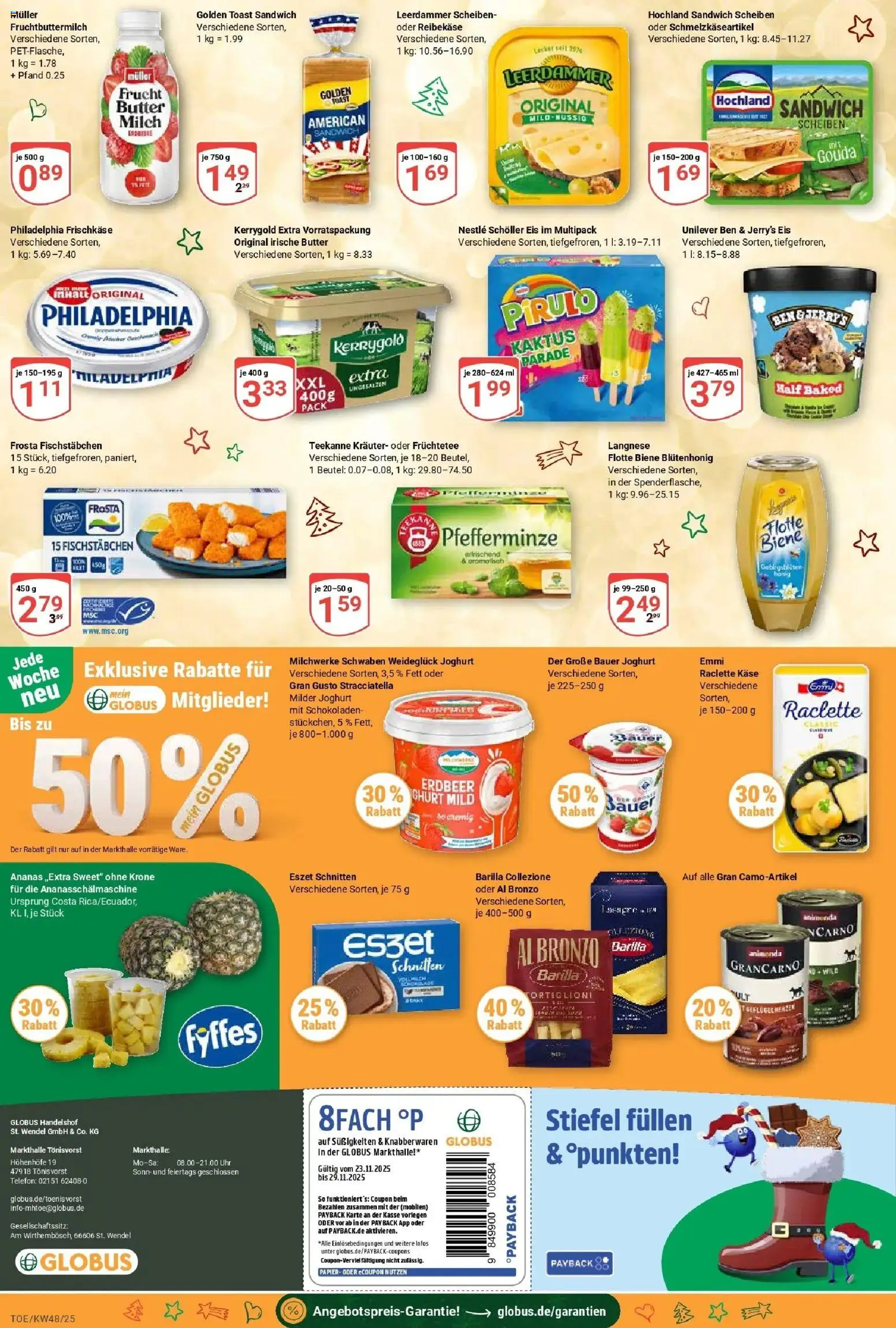 Globus prospekt Tönisvorst	 – gültig ab 23.11.2025 | Seite: 5 | Produkte: Bauer joghurt, Reibekase, Uhr, Frischkase