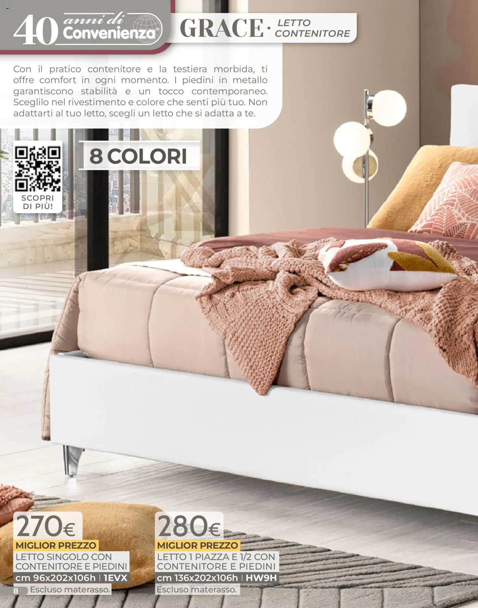 Volantino Mondo Convenienza del 04.01.2026 | Pagina: 8 | Prodotti: Letto contenitore, Contenitore, Letto