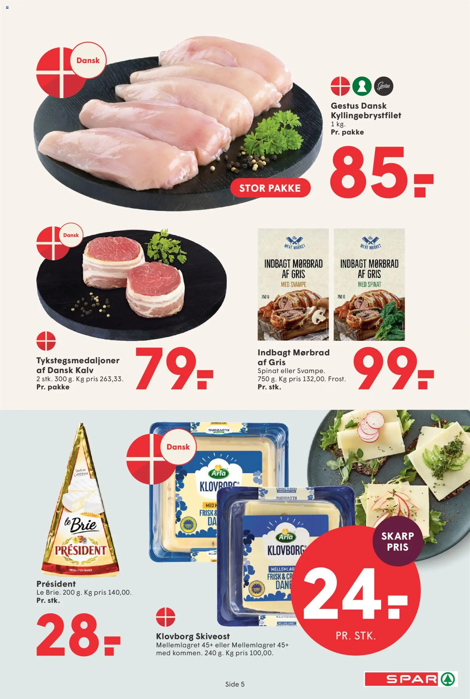 Spar tilbudsavis – gyldig fra 06.03.2026 | Side: 5 | Produkter: Svampe, Skiveost, Spinat