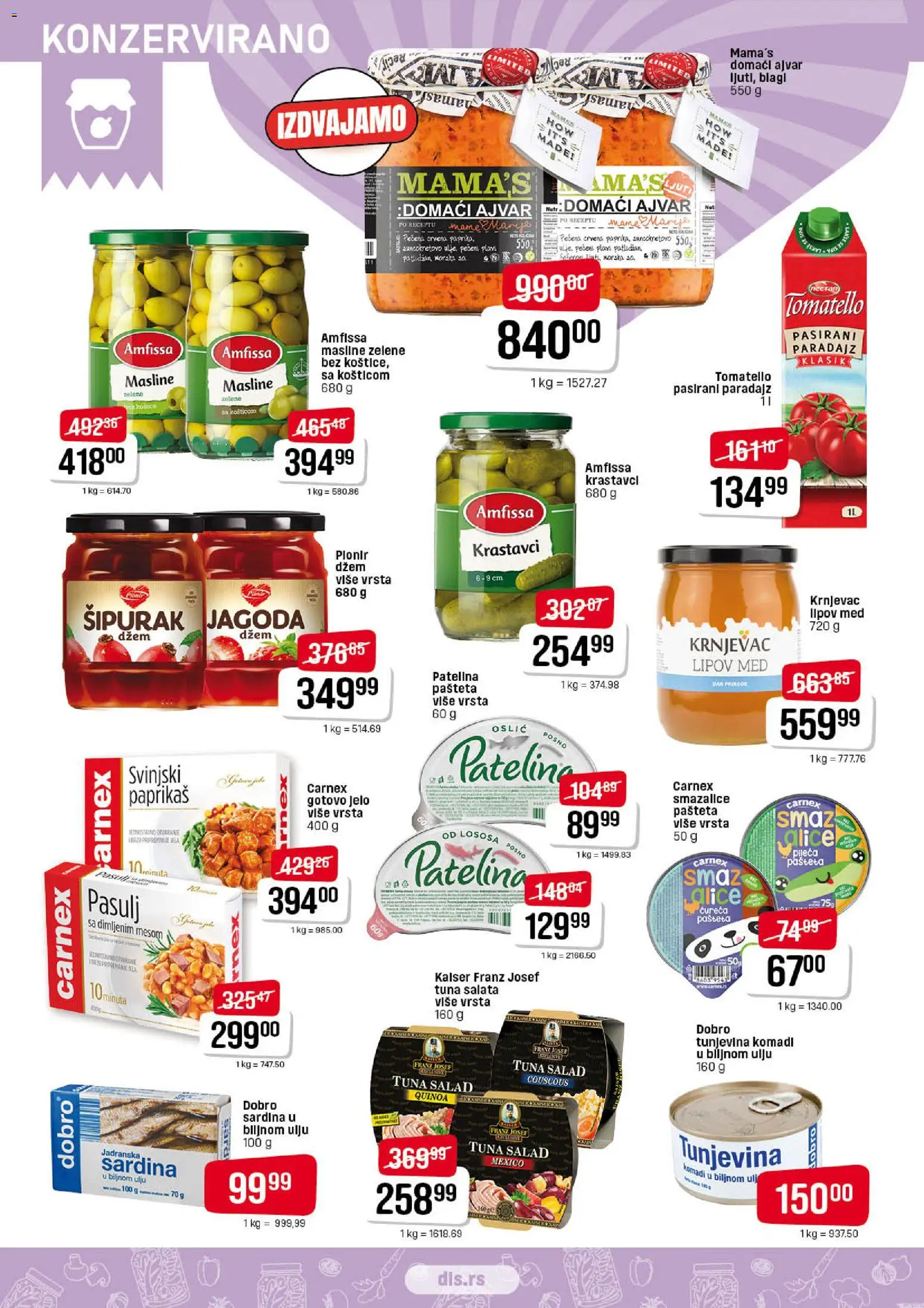 DIS katalog - važi od 06.11.2025 | Strana: 8 | Proizvode: Pasirani paradajz, Dzem, Oslić, Sardina