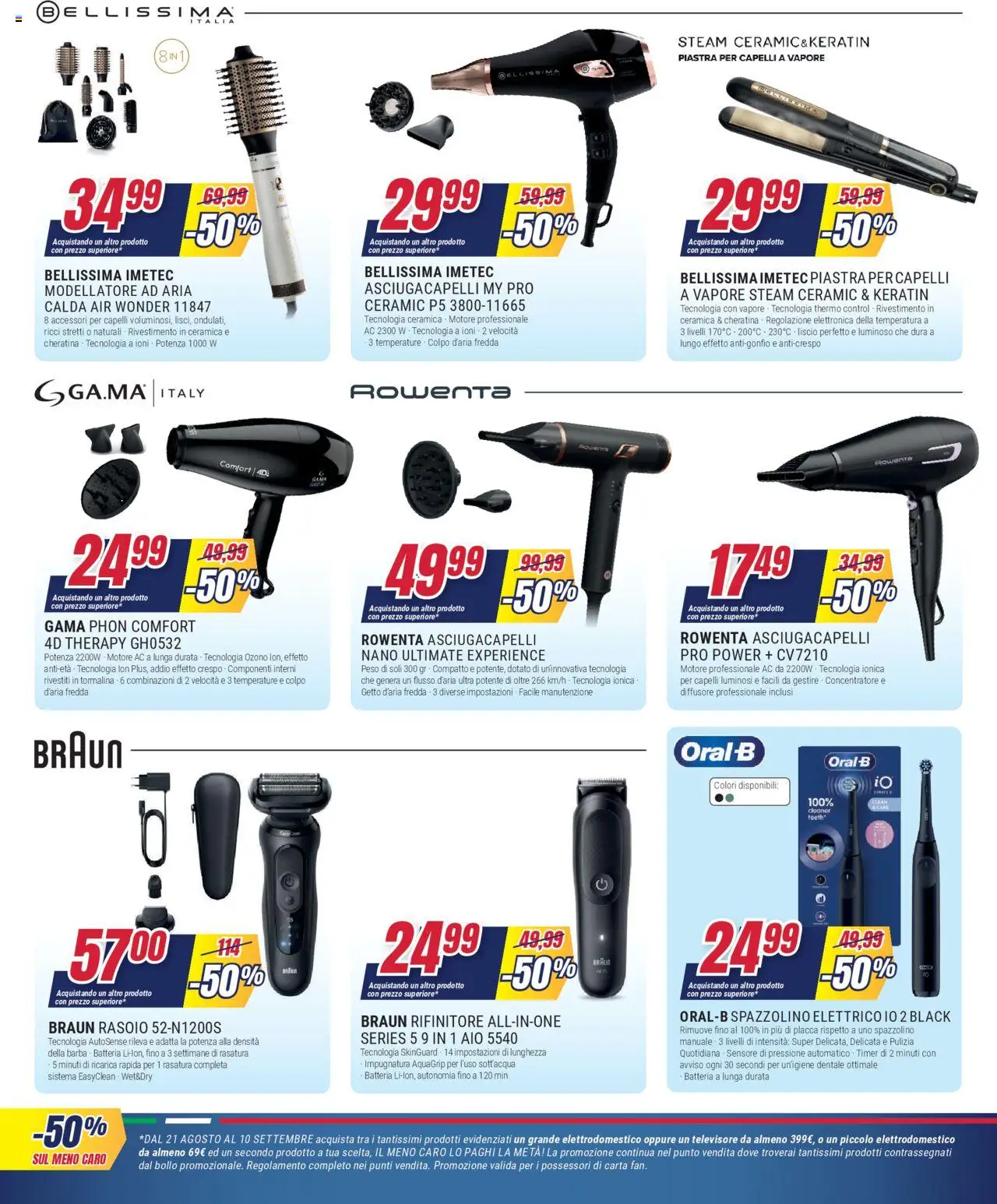 Volantino Trony del 21.08.2025 | Pagina: 28 | Prodotti: Asciugacapelli, Piastra per capelli, Spazzolino elettrico, Batteria