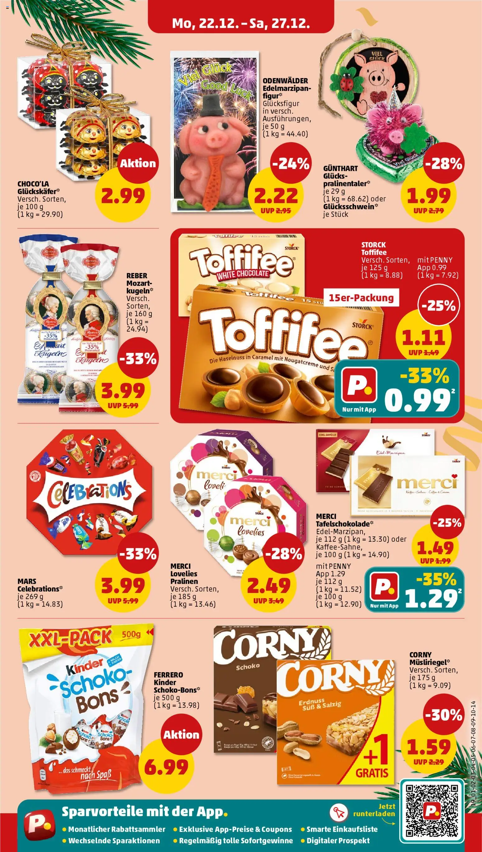 Penny Prospekt 	 – gültig ab 22.12.2025 | Seite: 23 | Produkte: Merci, Celebrations, Mars, Sahne