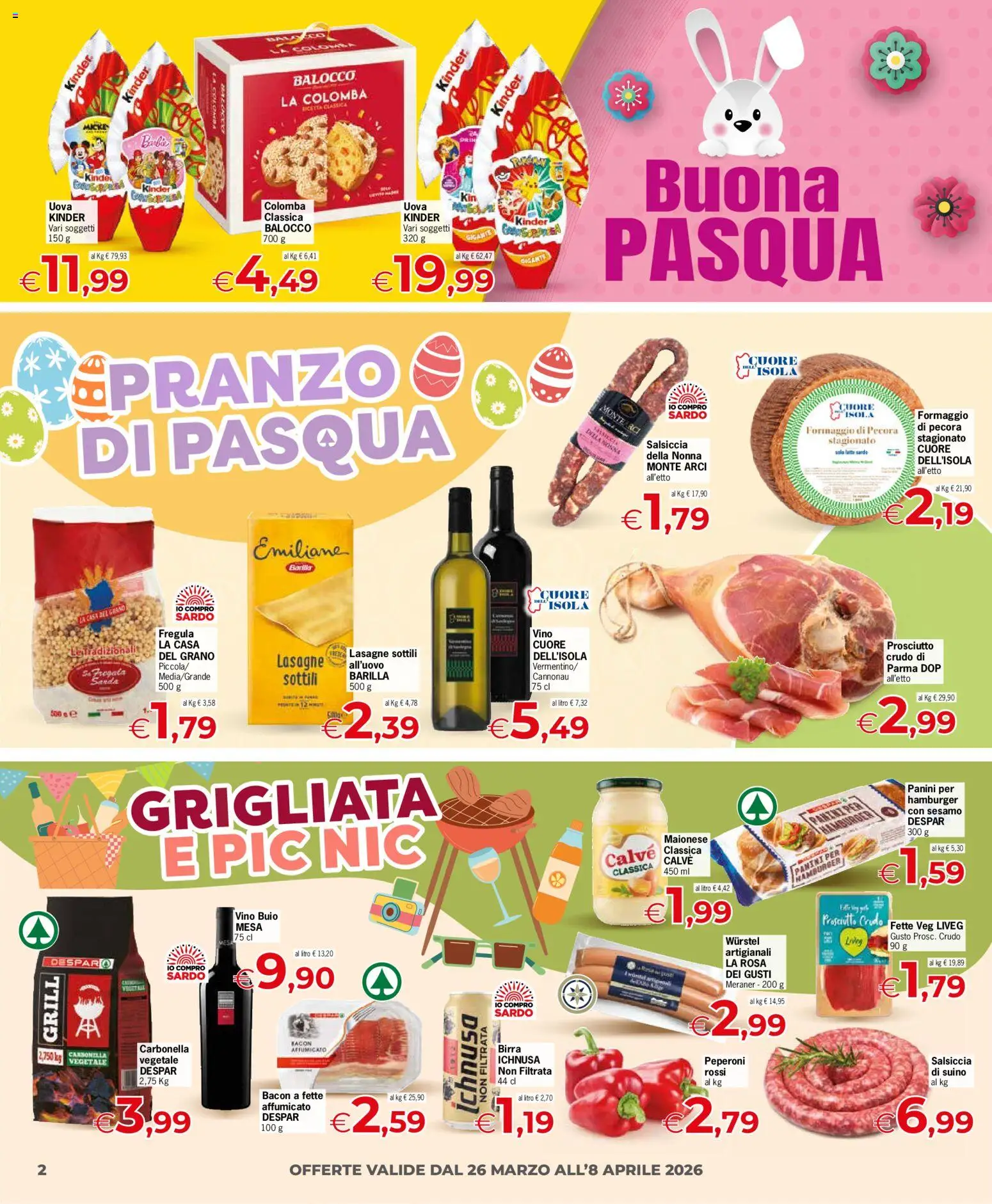 Volantino Despar del 26.03.2026 | Pagina: 2 | Prodotti: Uova, Birra, Suino, Prosciutto