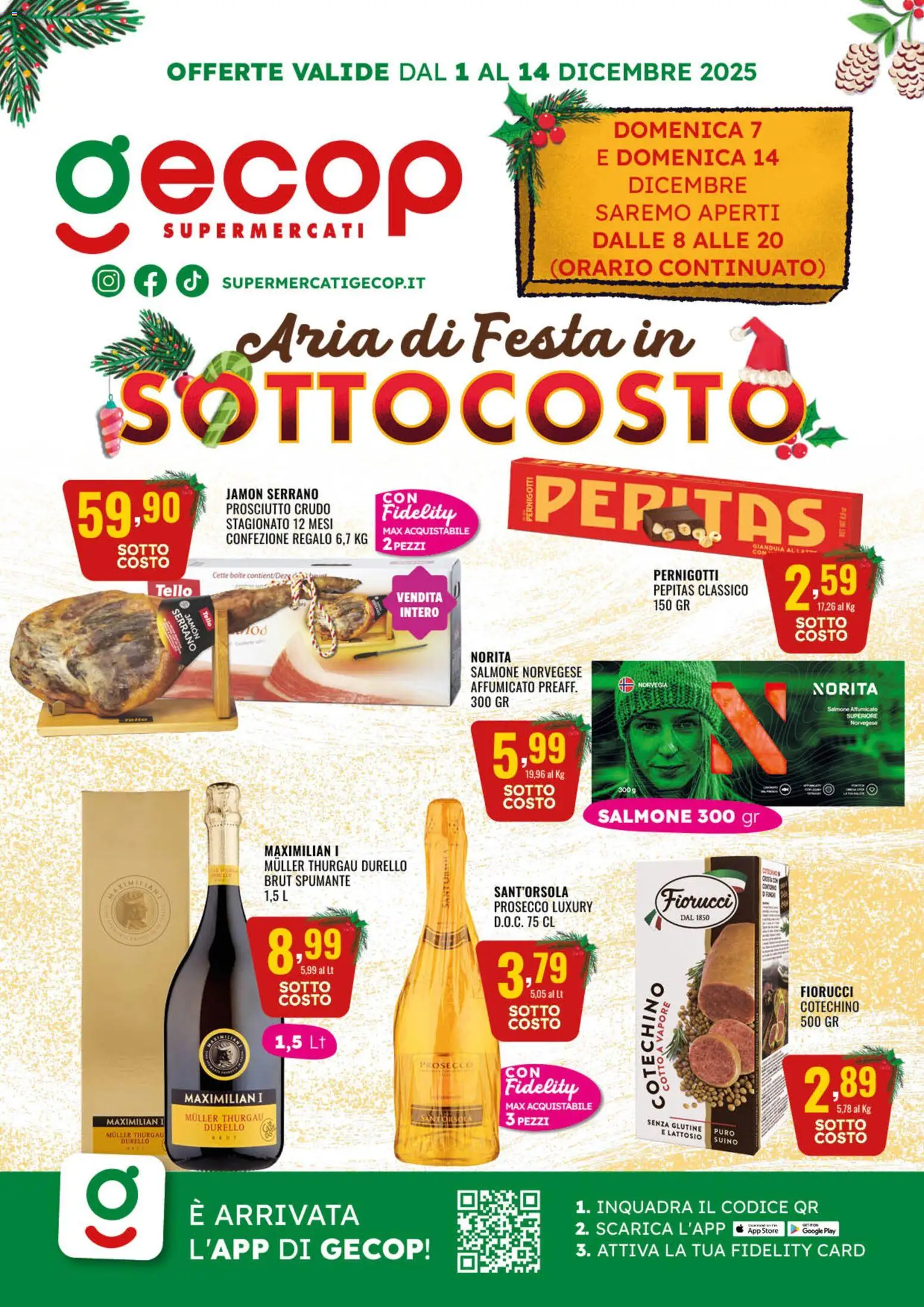 Volantino GECOP del 01.12.2025 | Pagina: 1 | Prodotti: Salmone, Prosecco, Spumante, Cotechino