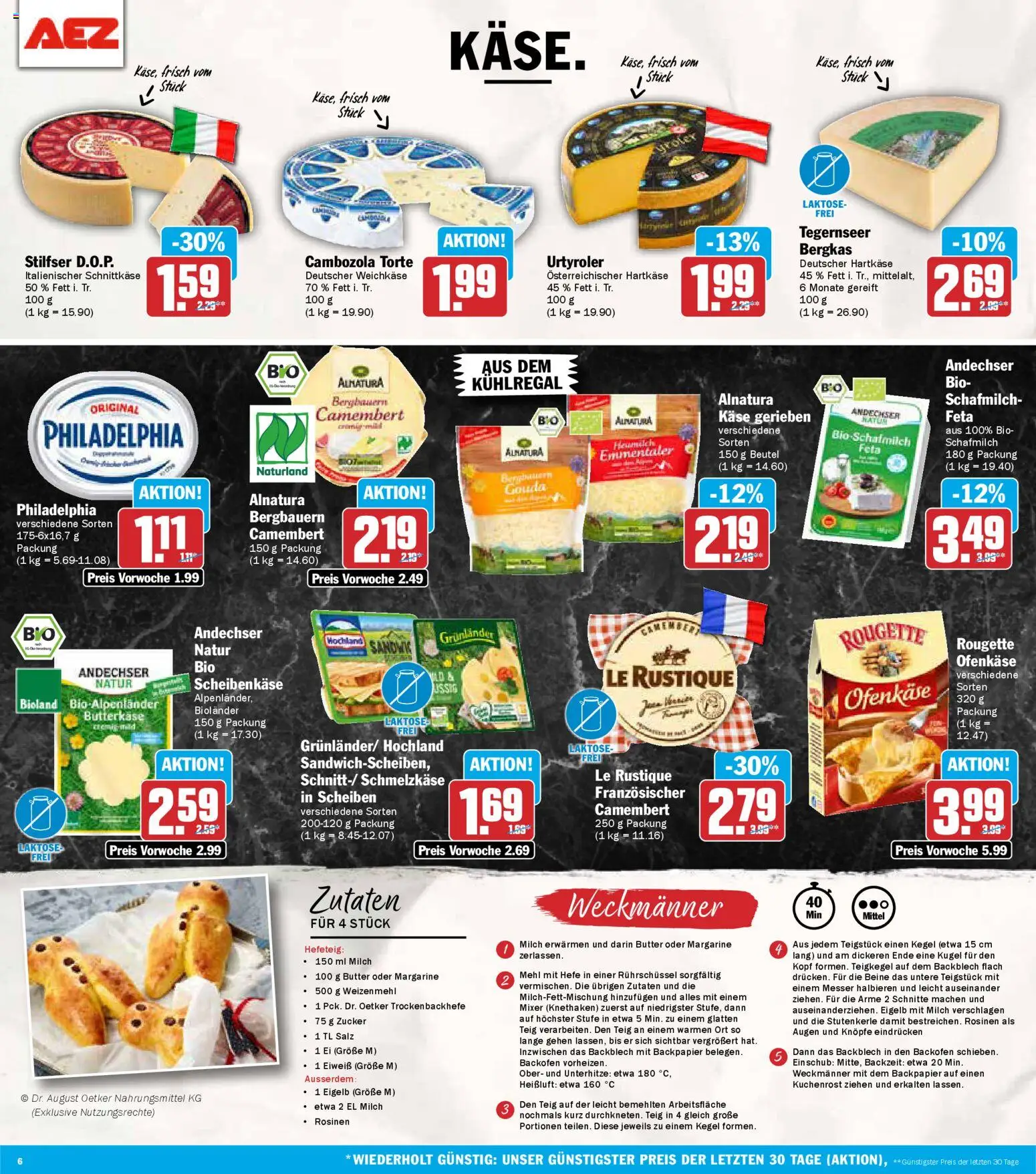 AEZ Prospekt 	 – gültig ab 03.11.2025 | Seite: 6 | Produkte: Milch, Philadelphia, Rougette ofenkase, Backofen