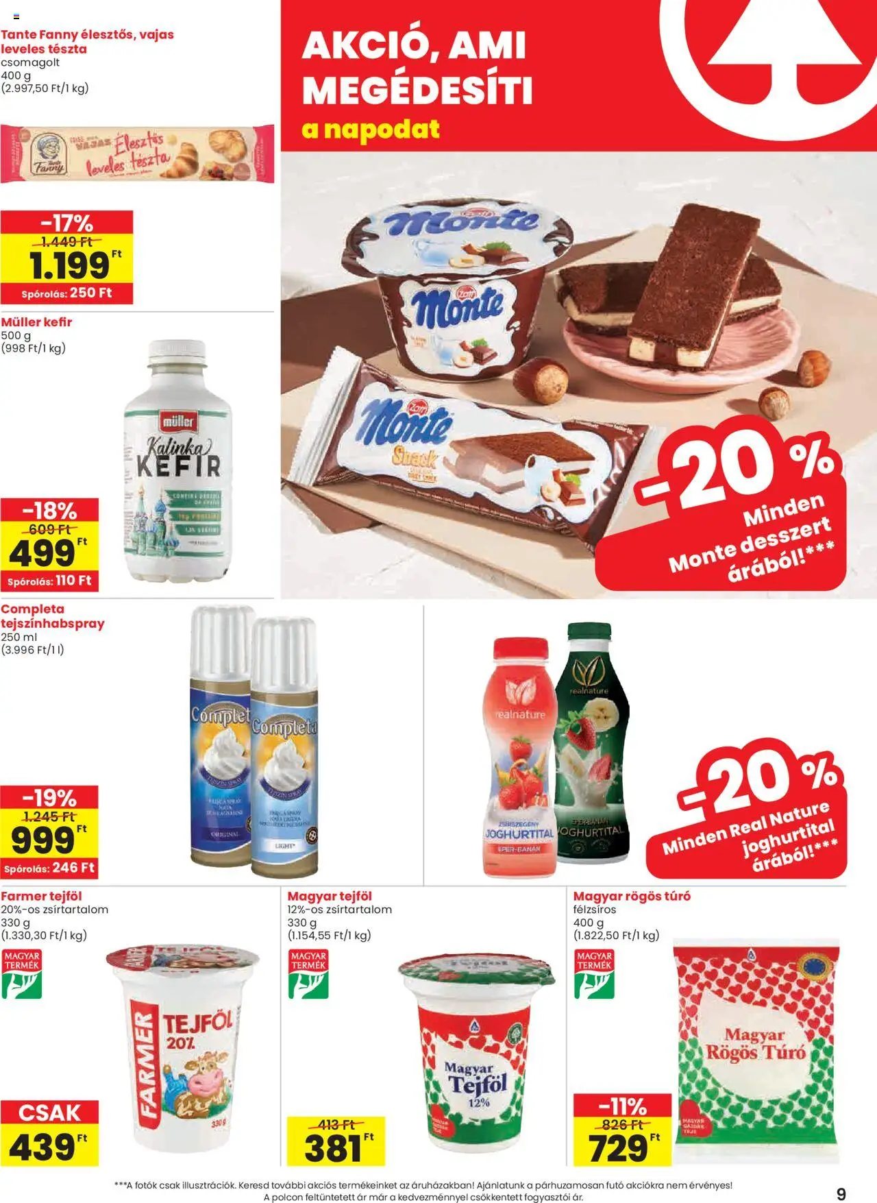 Spar akciós ujság - amely érvényes a következő dátumtól: 28.08.2025 | Oldal: 9 | Termékek: Farmer, Kefir, Tejföl, Eper