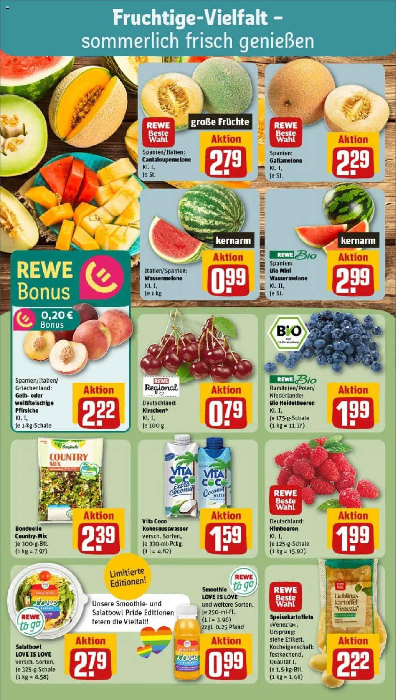 Rewe prospekt Saarbrücken	 - gültig ab dem 29.06.2025 | Seite: 8 | Produkte: Himbeeren, Kirschen, Heidelbeeren, Wassermelone