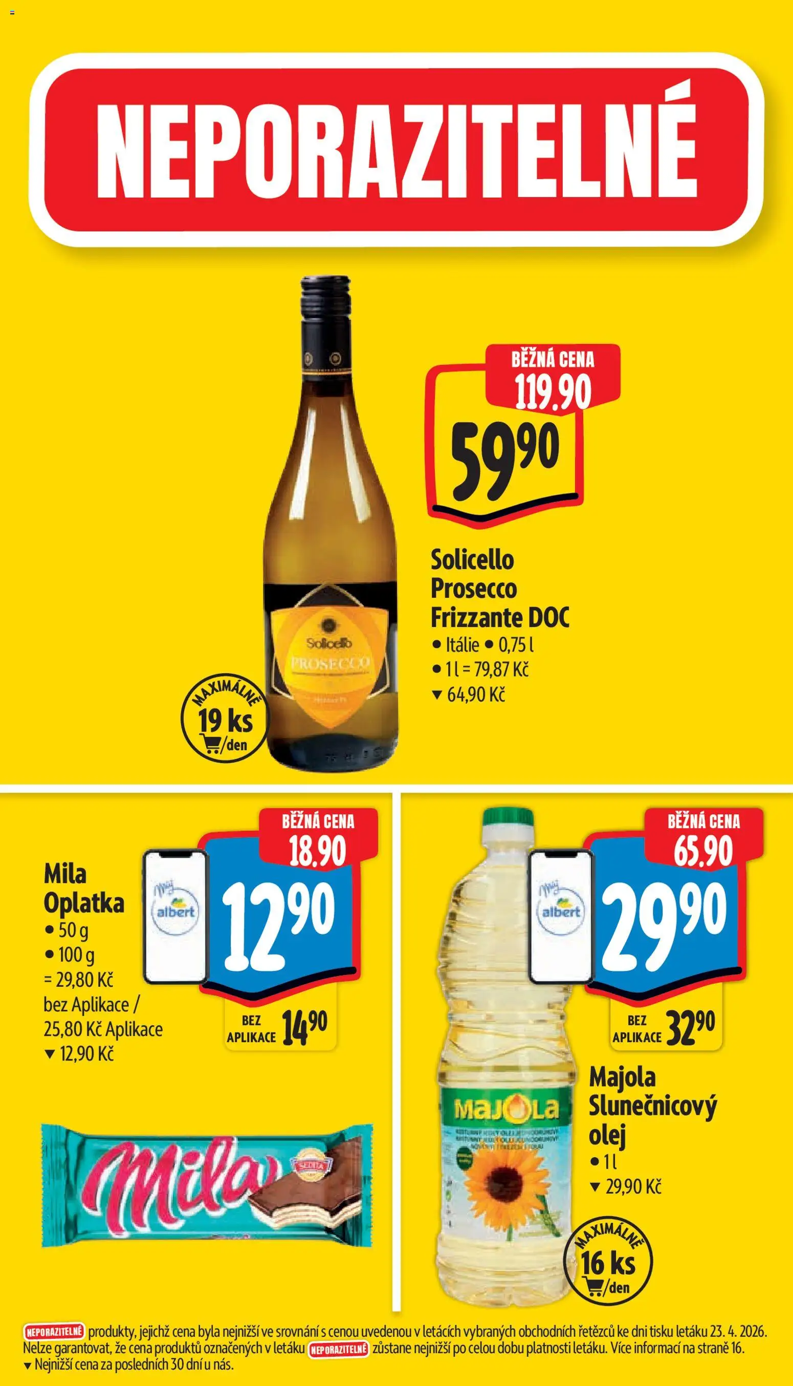 Albert leták - Supermarket od 29.04.2026 | Strana: 5 | Produkty: Prosecco, Solicello prosecco, Slunečnicový olej, Mila