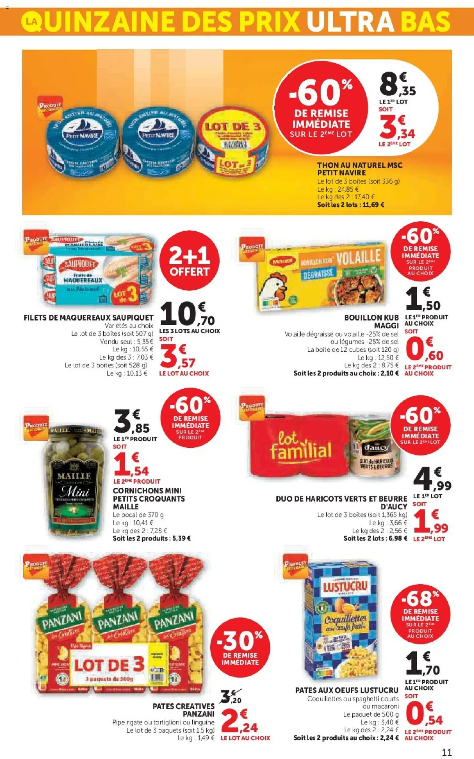 {H1} | Page: 11 | Produits: Volaille, Haricots verts, Beurre, Coquillettes