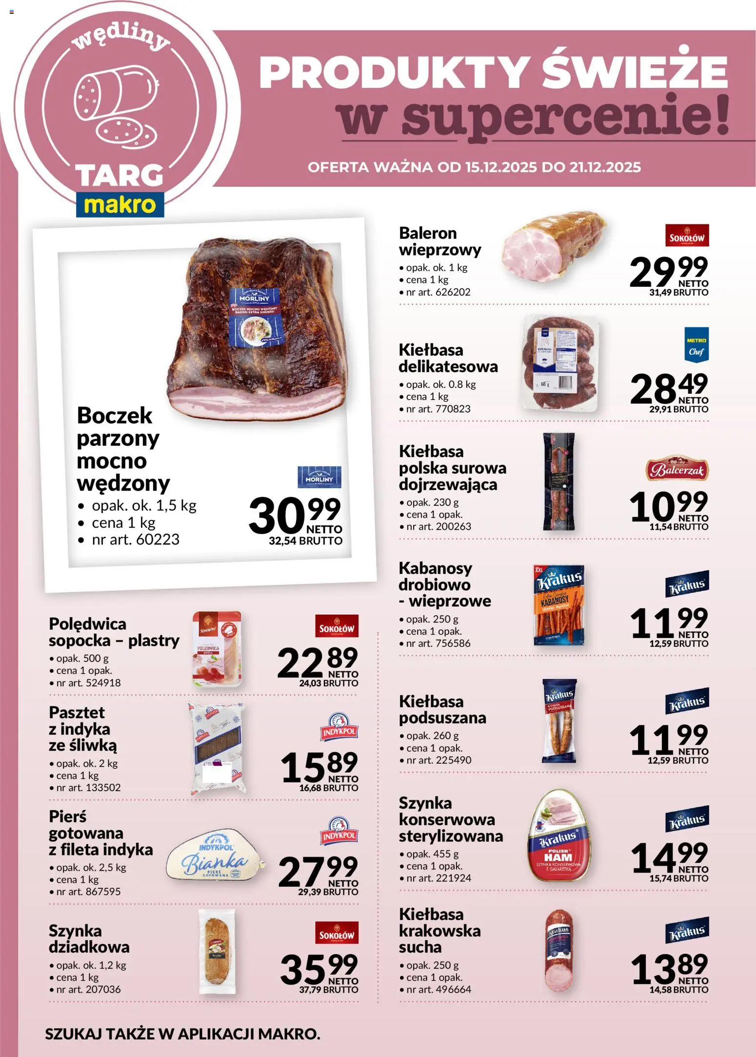 Makro Gazetka - Produkty świeże w supercenie od 15.12.2025 | Strona: 2 | Produkty: Kabanosy, Szynka, Boczek, Wędliny