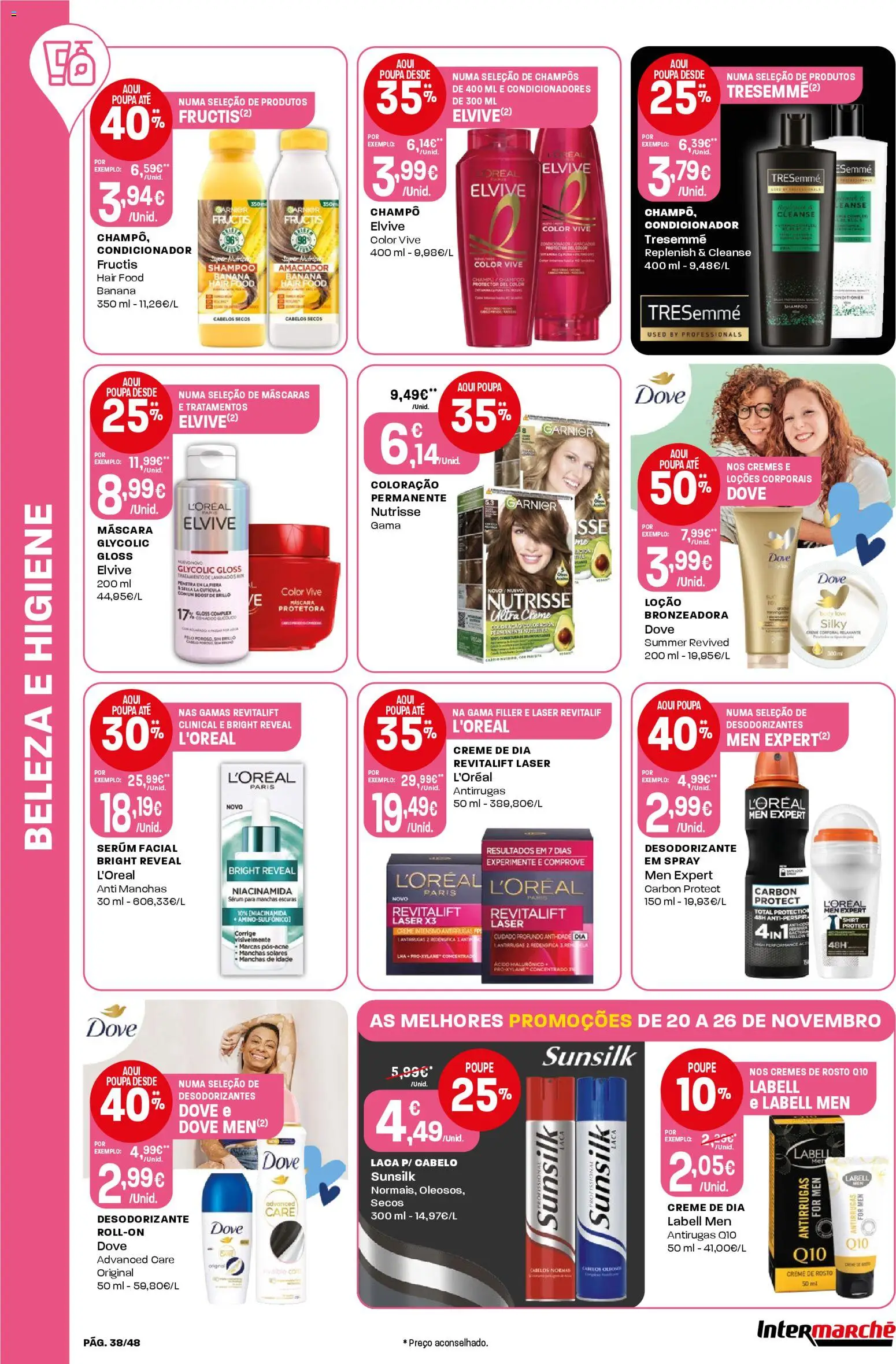 Intermarché folheto │ válido de 20.11.2025 | Página: 38 | Produtos: Gloss, Banana, Desodorizante, Creme