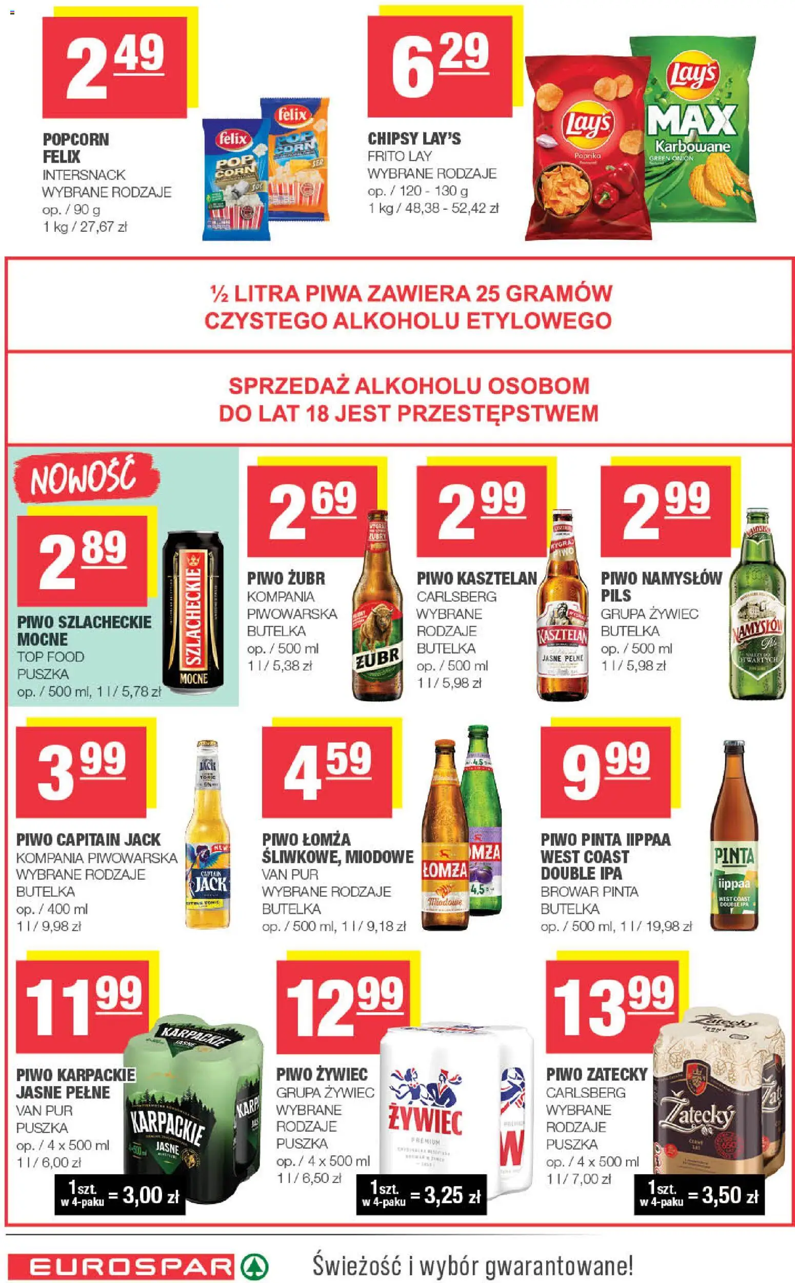 Spar Gazetka - Eurospar od 19.11.2025 | Strona: 14 | Produkty: Piwo żubr, Top, Piwo, Piwo Namysłów