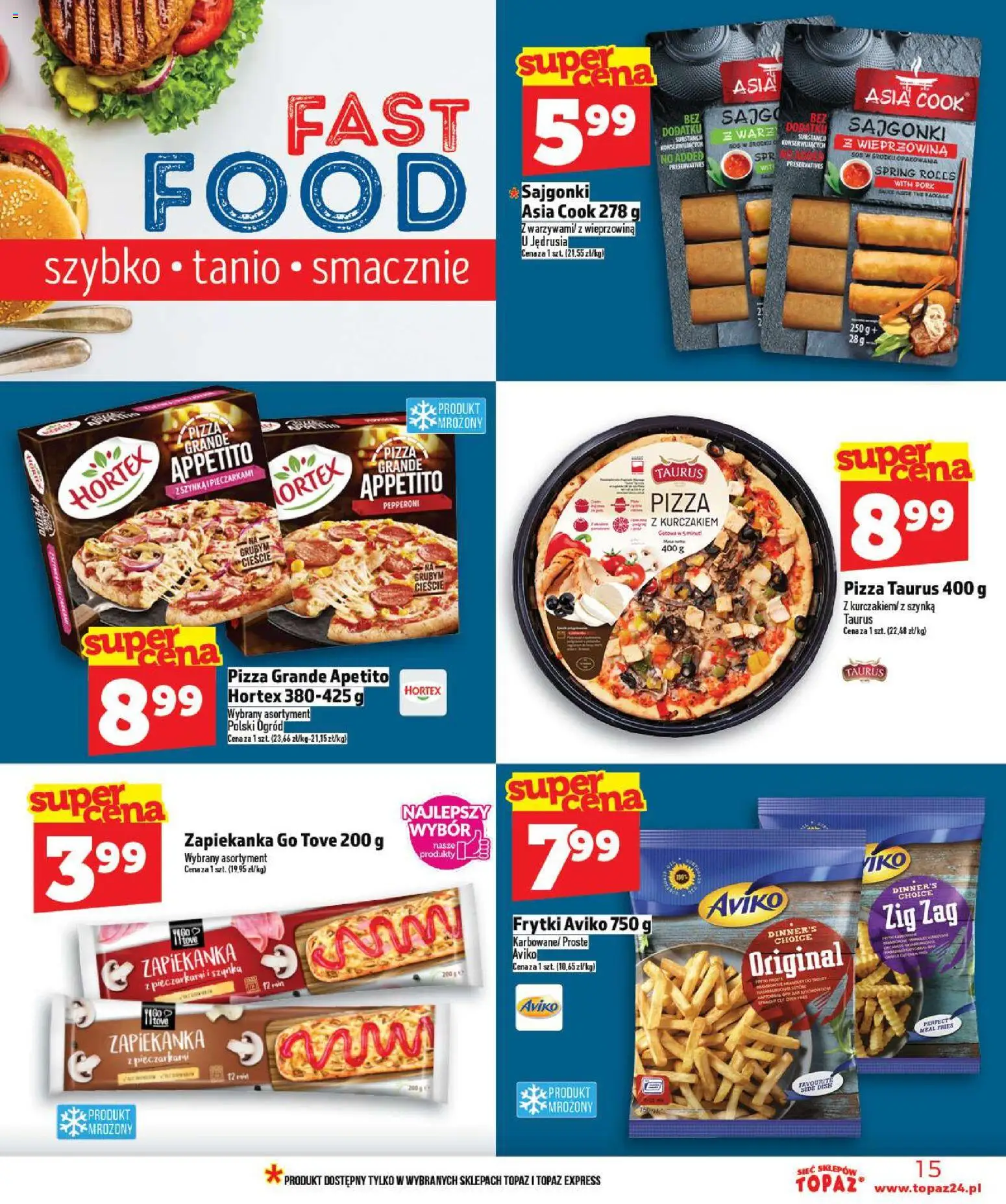 Topaz Gazetka od 02.01.2026 | Strona: 15 | Produkty: Szynka, Sajgonki, Wieprzowina, Sos