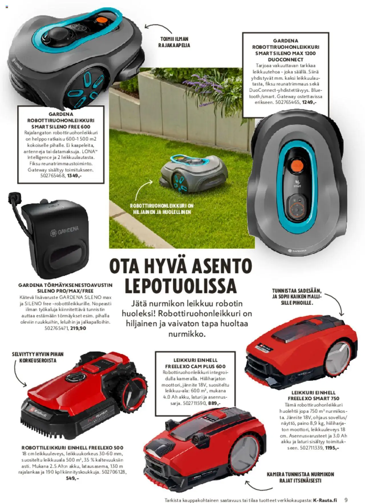  | Sivu: 9 | Tuotteet: Robottiruohonleikkuri, Akku, Kamera, Laturi