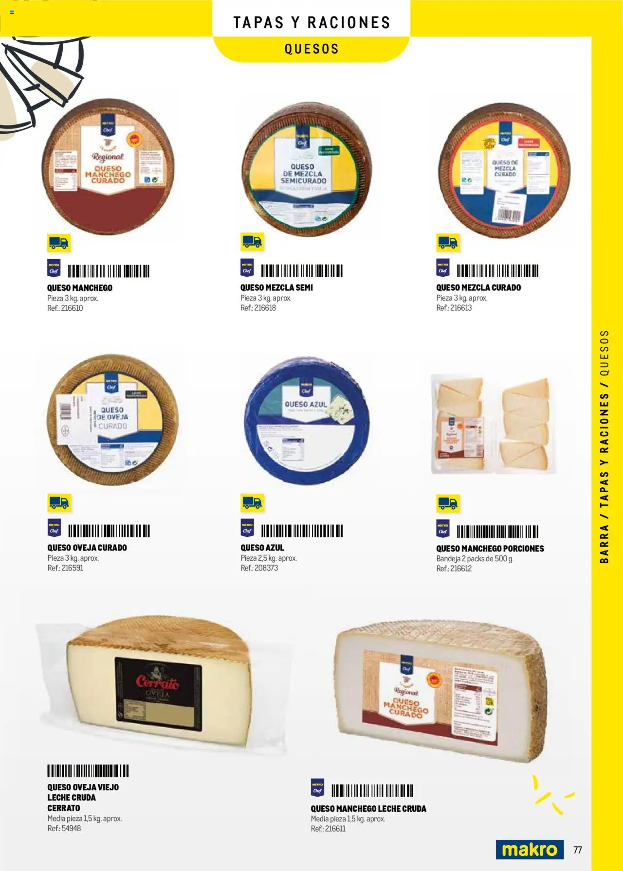 Makro - Menú y Barra Centro │ válido desde el 08.09.2025 | Página: 77 | Productos: Leche, Queso, Bandeja