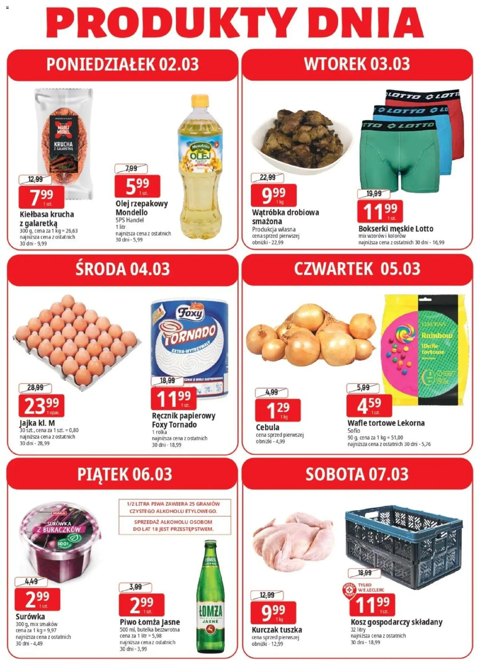 E.Leclerc Gazetka - Elbląg od 02.03.2026 | Strona: 4 | Produkty: Wątróbka, Bokserki męskie, Kosz, Jajka