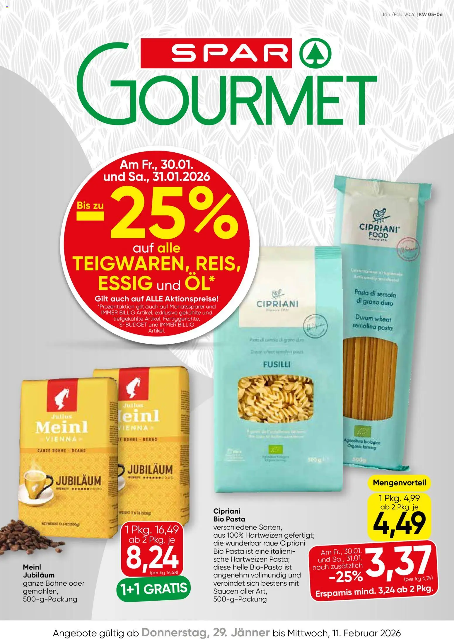 SPAR Gourmet Flugblatt gültig ab 29.01.2026 | Seite: 1 | Produkte: Pasta
