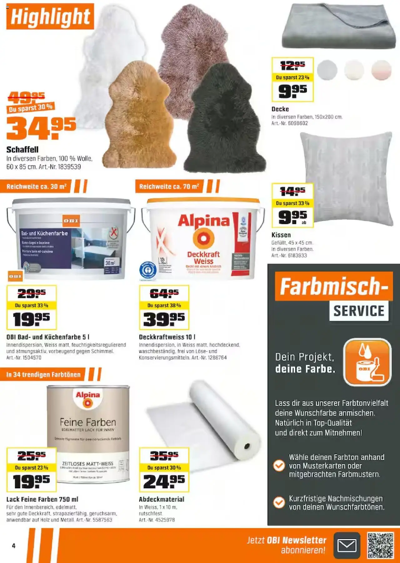 OBI Aktionen ab 24.08.2025 | Seite: 4 | Produkte: Kissen, Decke, Bad