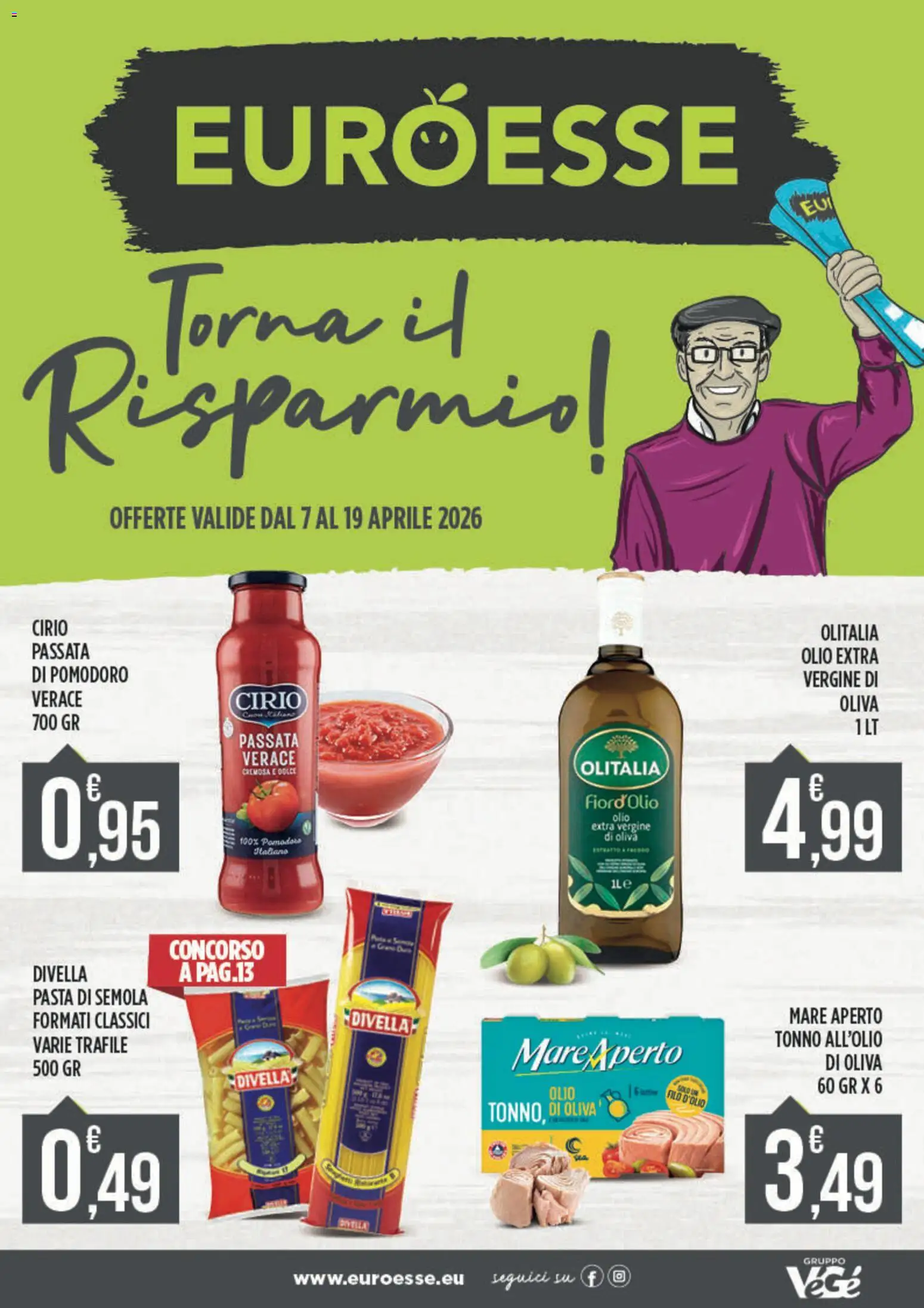 Volantino Euroesse del 07.04.2026 | Pagina: 1 | Prodotti: Pomodoro, Olio, Passata di pomodoro, Olio extra vergine