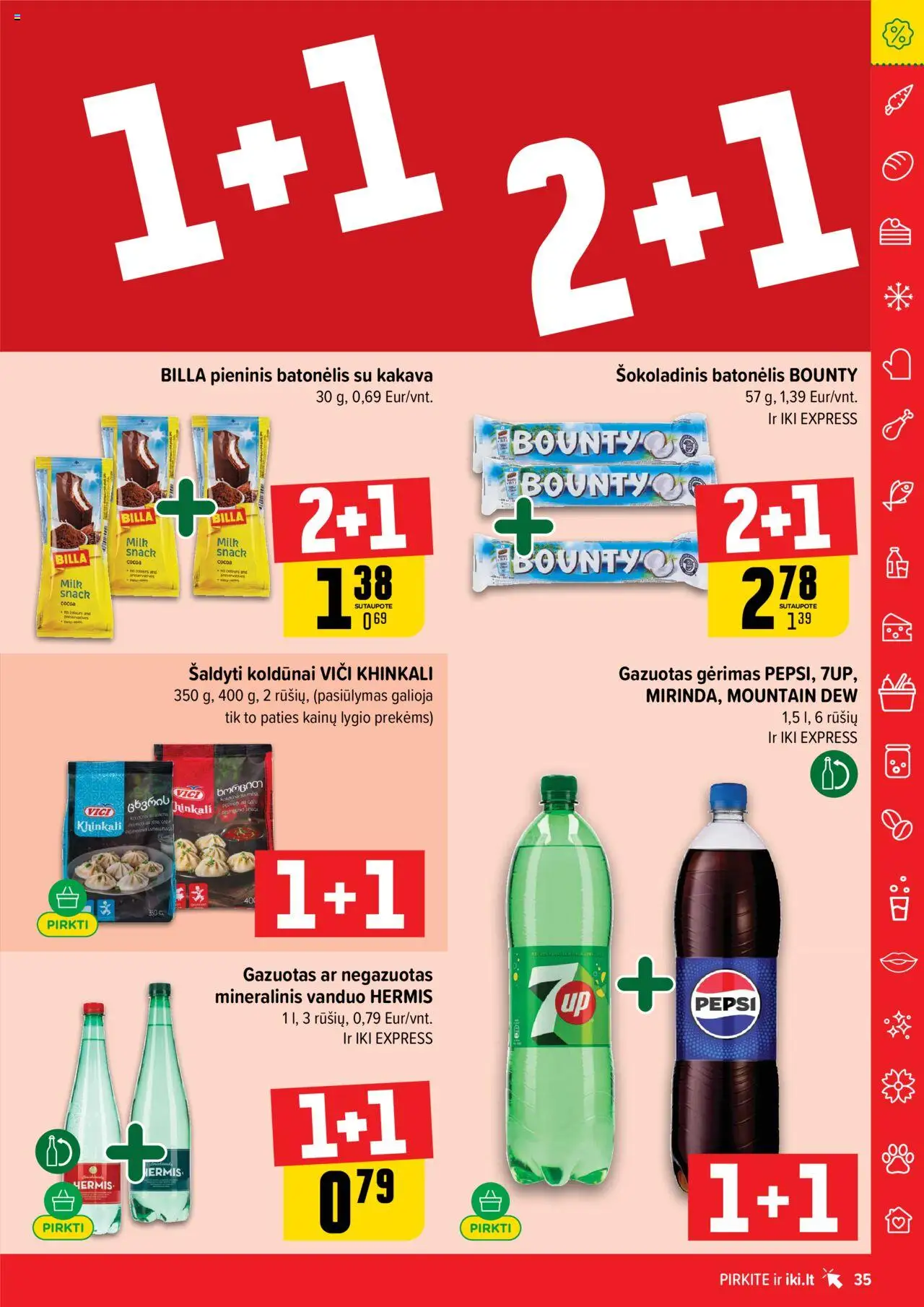 IKI - Leidinys│galioja nuo 21.07.2025 | Puslapis: 35 | Prekių: Šokoladinis batonėlis, Mineralinis vanduo