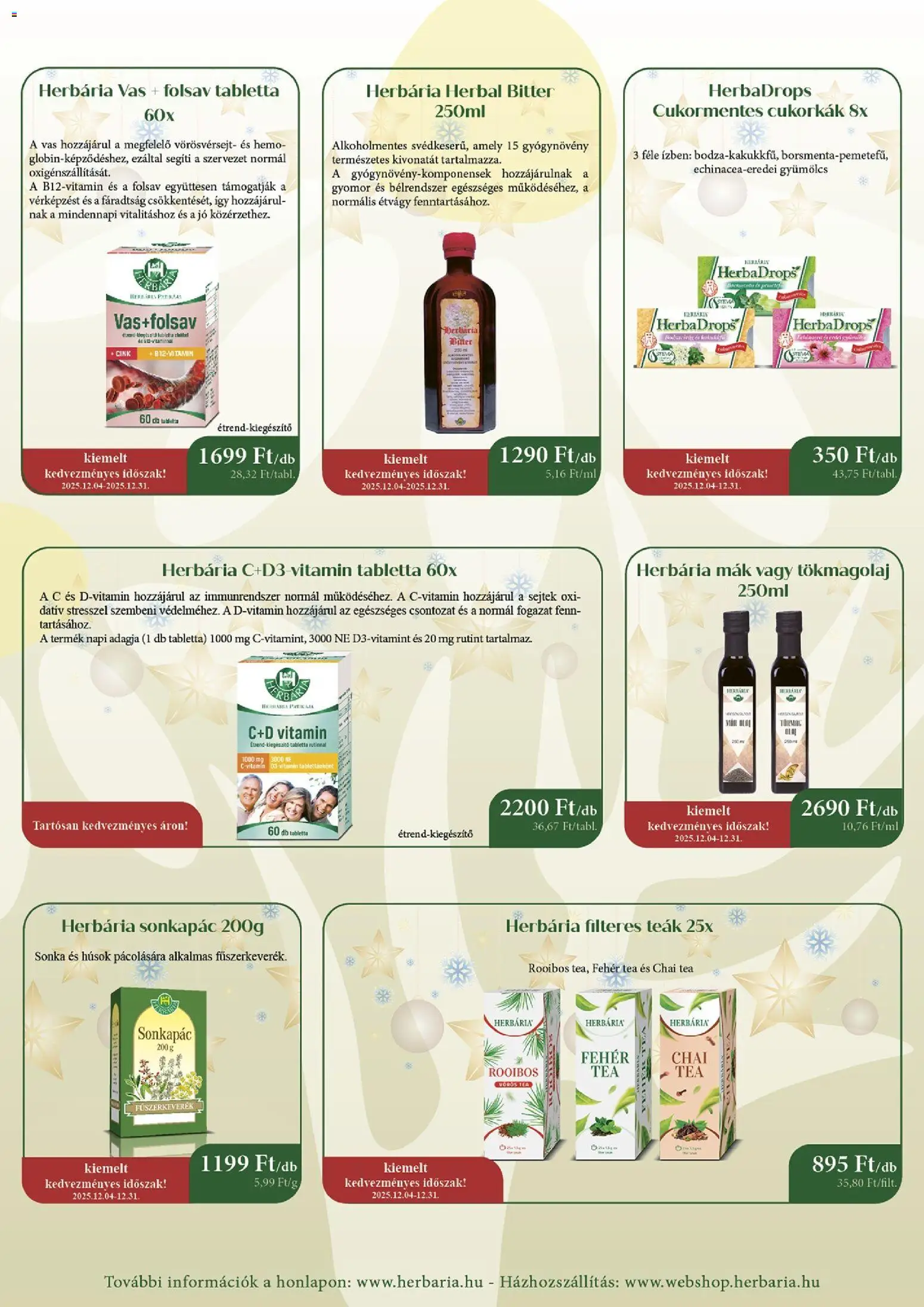 Herbária akciós ujság - amely érvényes a következő dátumtól: 04.12.2025 | Oldal: 2 | Termékek: Fűszerkeverék, Gyümölcs, Sonka, Mák