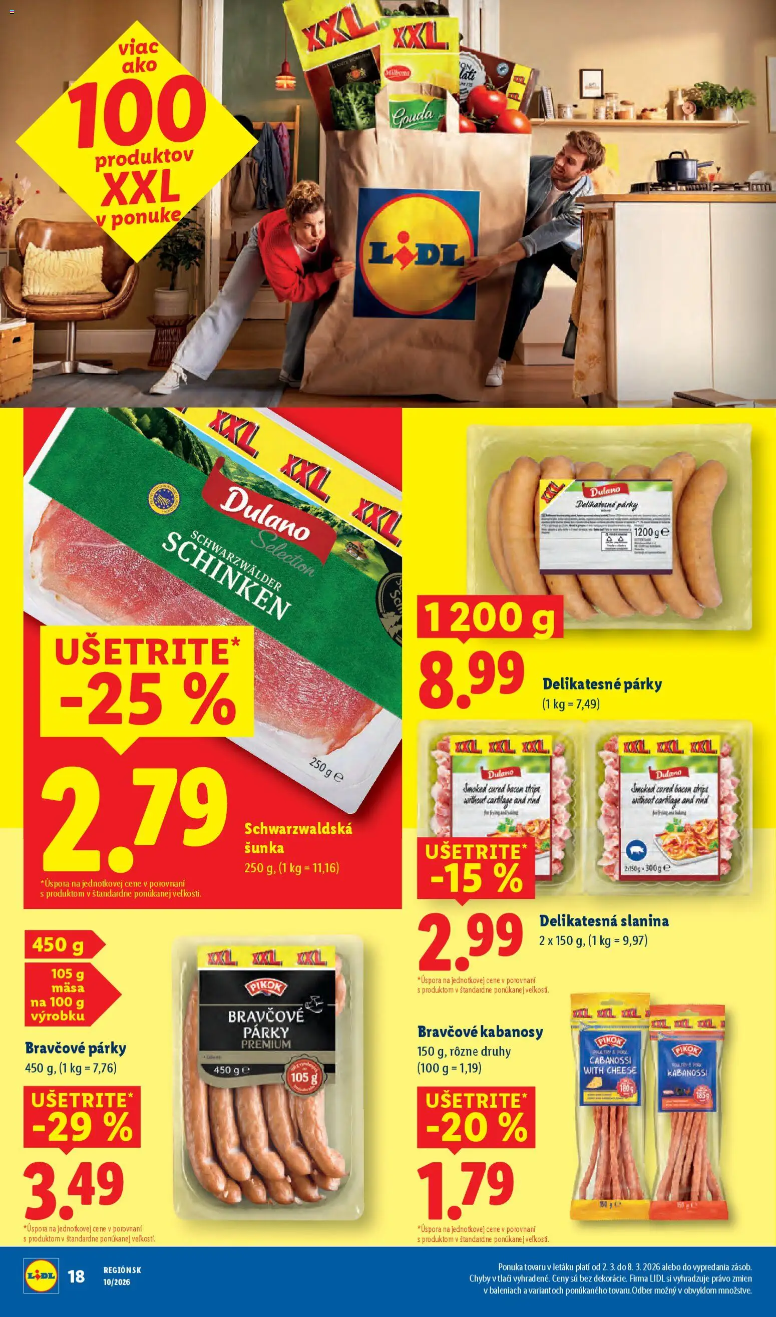Nové Lidl akcie – leták je platný od 05.03.2026 | Strana: 60 | Produkty: Šunka, Slanina, Gouda, Párky