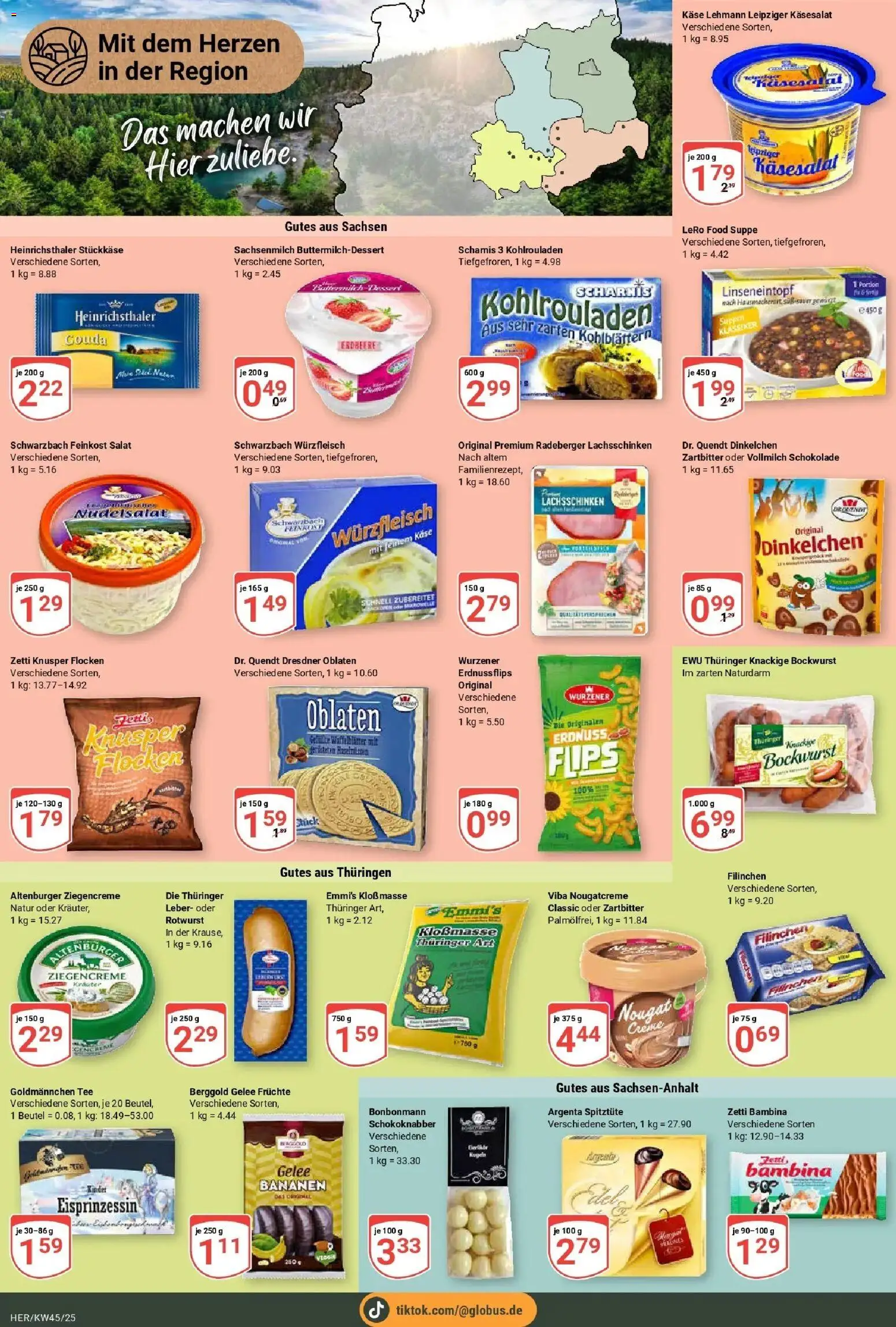 Globus prospekt Hermsdorf	 – gültig ab 02.11.2025 | Seite: 23 | Produkte: Käse, Bananen, Tee, Flocken