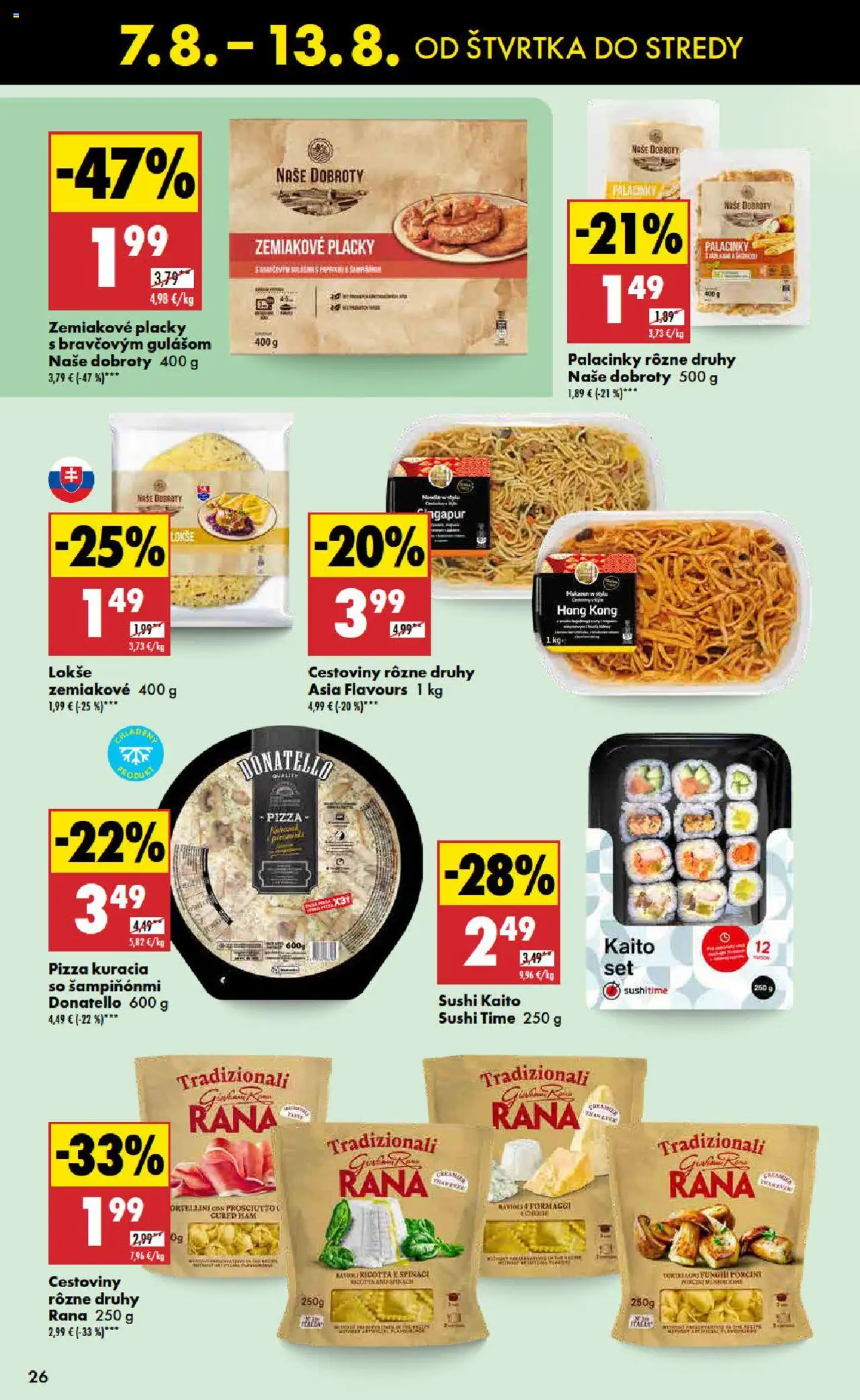 Biedronka leták │ platný od 07.08.2025 | Strana: 26 | Produkty: Pizza, Cestoviny, Sushi