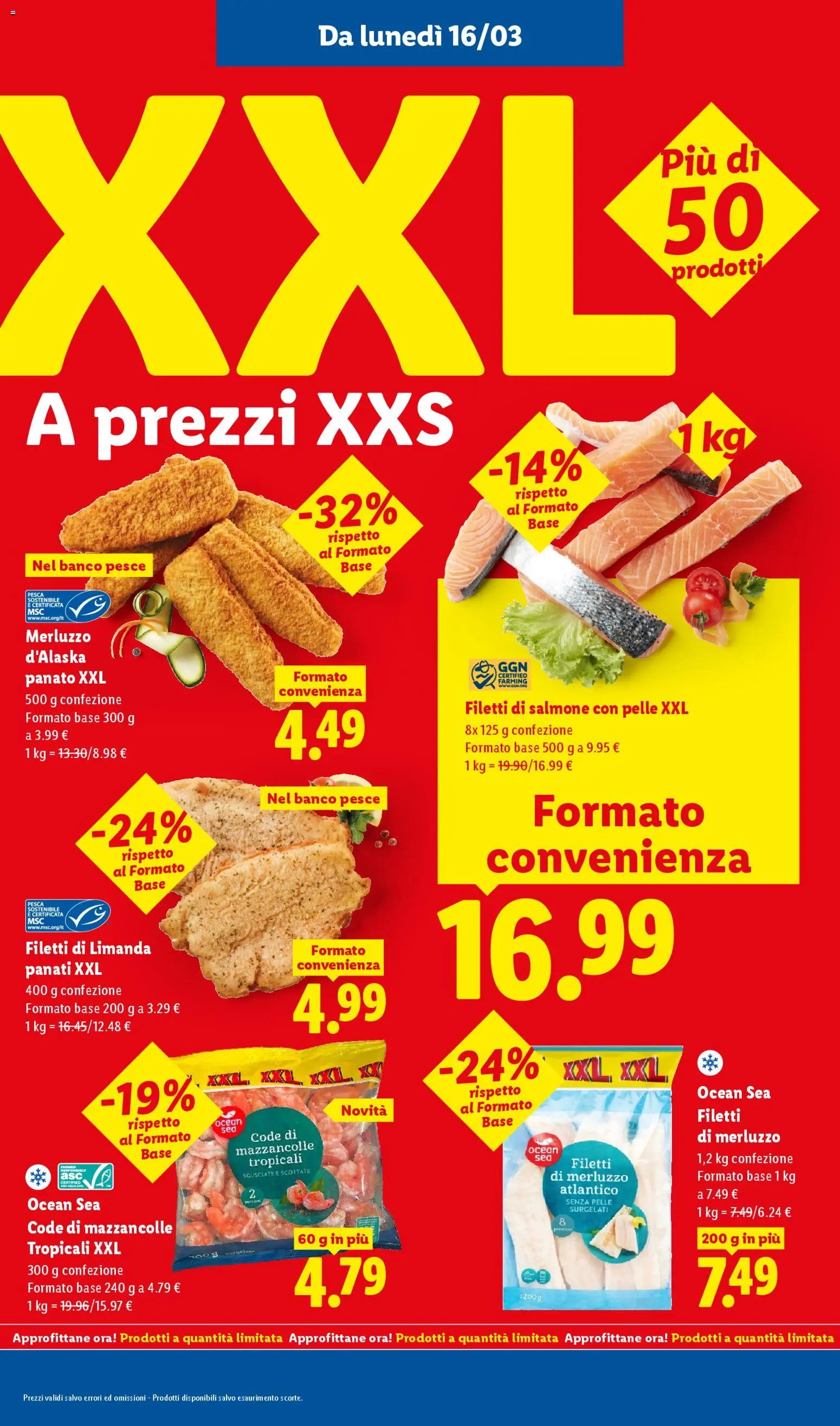 Volantino Lidl del 16.03.2026 | Pagina: 2 | Prodotti: Salmone, Pesce, Merluzzo, Pesca