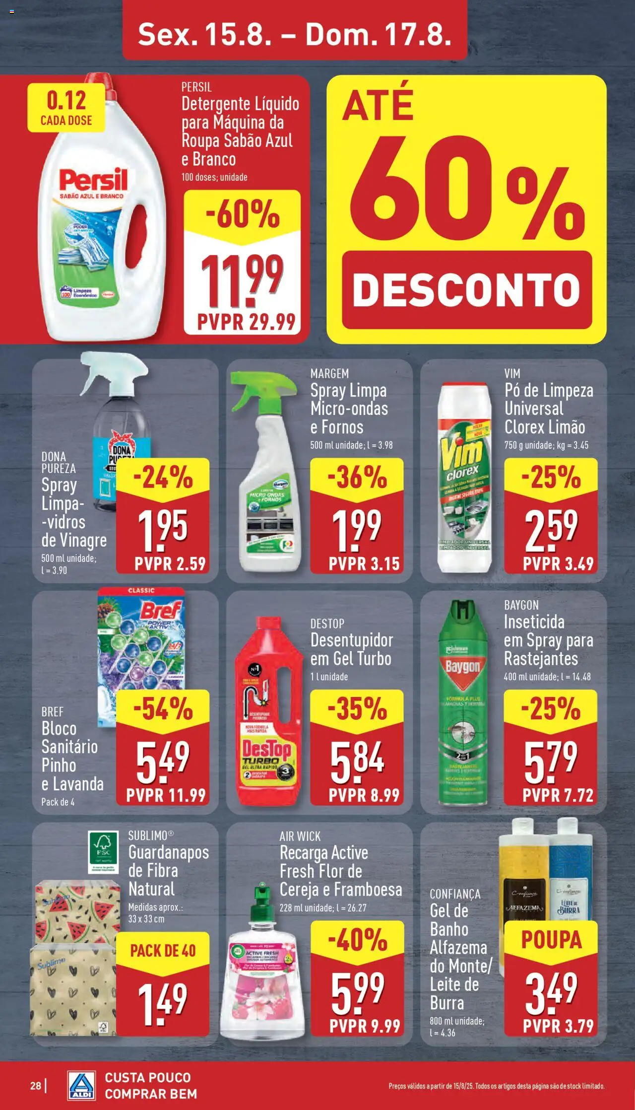 Aldi folheto │ válido de 11.08.2025 | Página: 28 | Produtos: Vinagre, Inseticida, Cereja, Leite