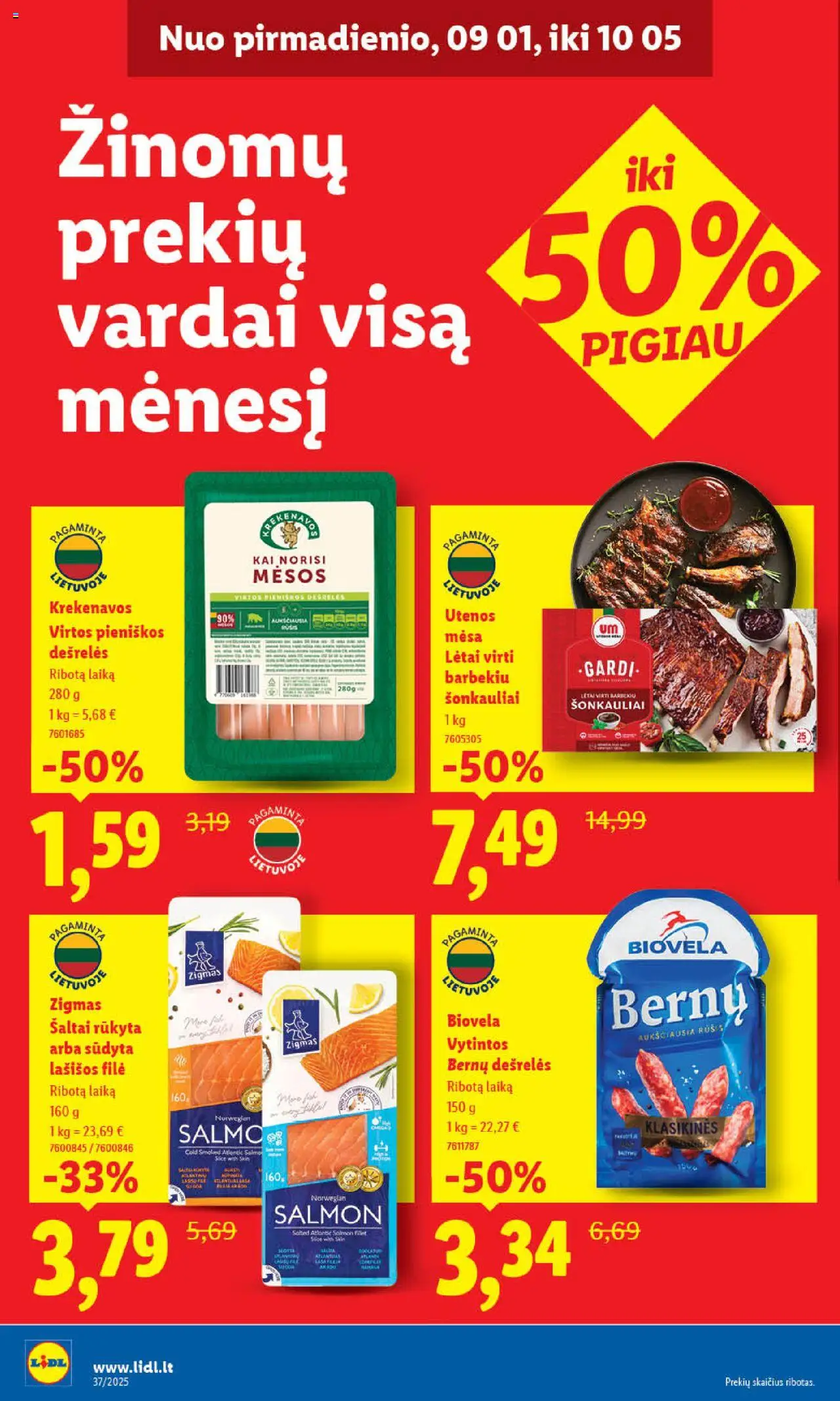 LIDL akcijos nuo 08.09.2025 | Puslapis: 18 | Prekių: Dešrelės, Lašišos