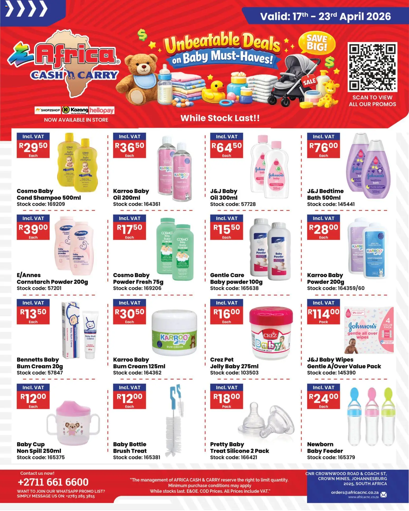 New Africa Cash & Carry catalogue – valid from 17.04.2026 | Page: 1 | Products: Bath, Powder, Shampoo, Petroleum jelly