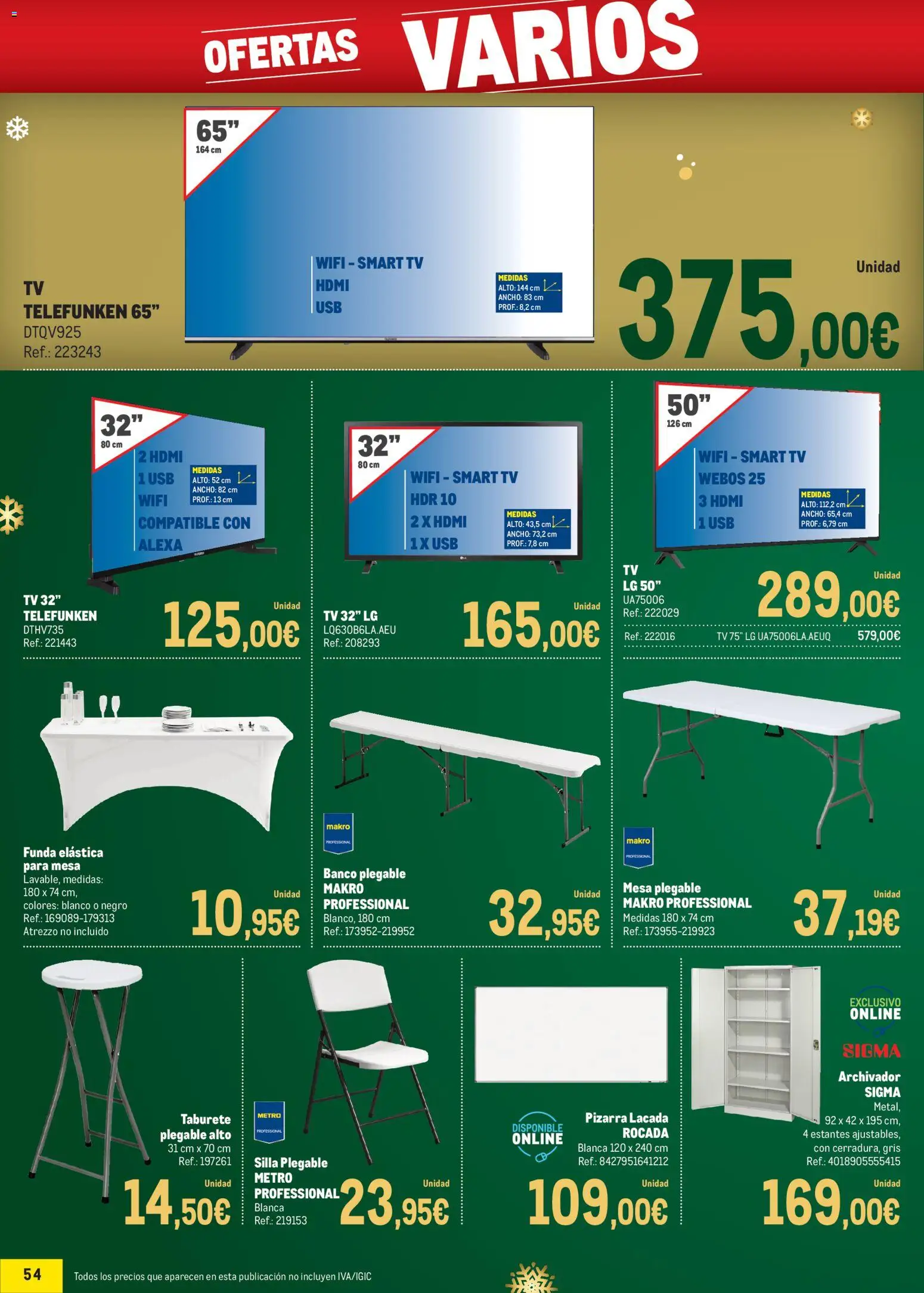 Makro - Precios Navidad Centro │ válido desde el 24.11.2025 | Página: 54 | Productos: Taburete, USB, Mesa, Silla