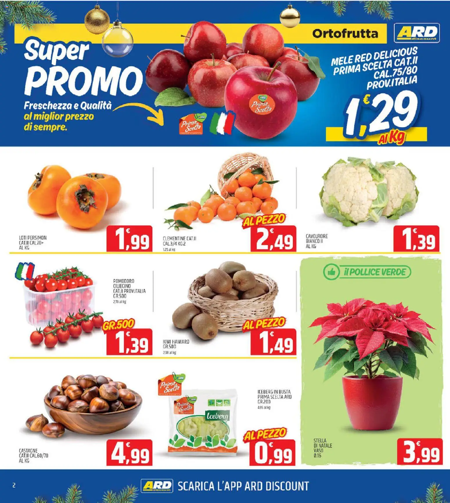 Volantino ARD Discount del 01.12.2025 | Pagina: 2 | Prodotti: Mele, Kiwi, Cavolfiore, Vaso