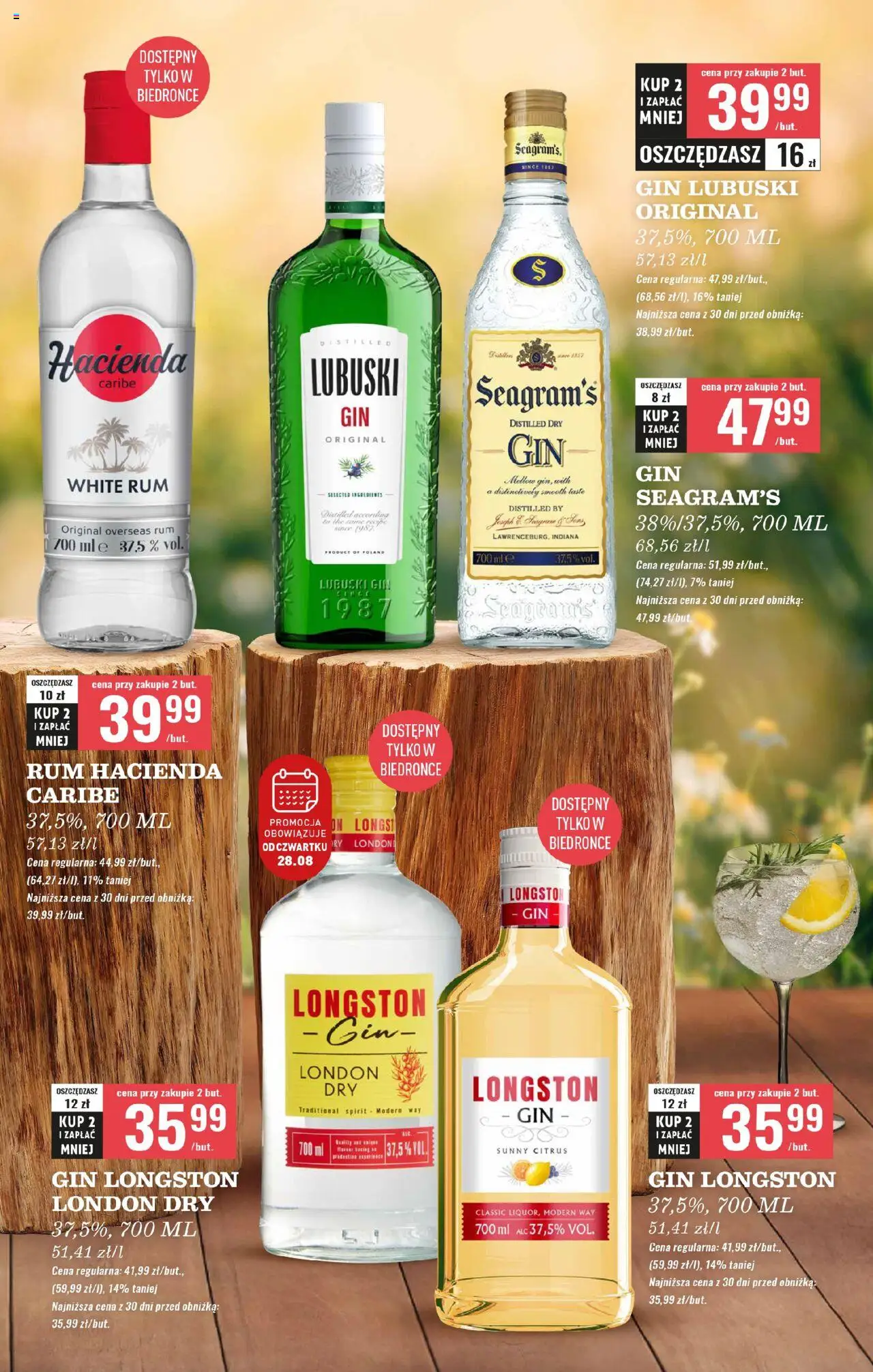 Biedronka gazetka - Czas na toast od 25.08.2025 | Strona: 33 | Produkty: Gin Seagram's, Gin Lubuski, Rum, Gin