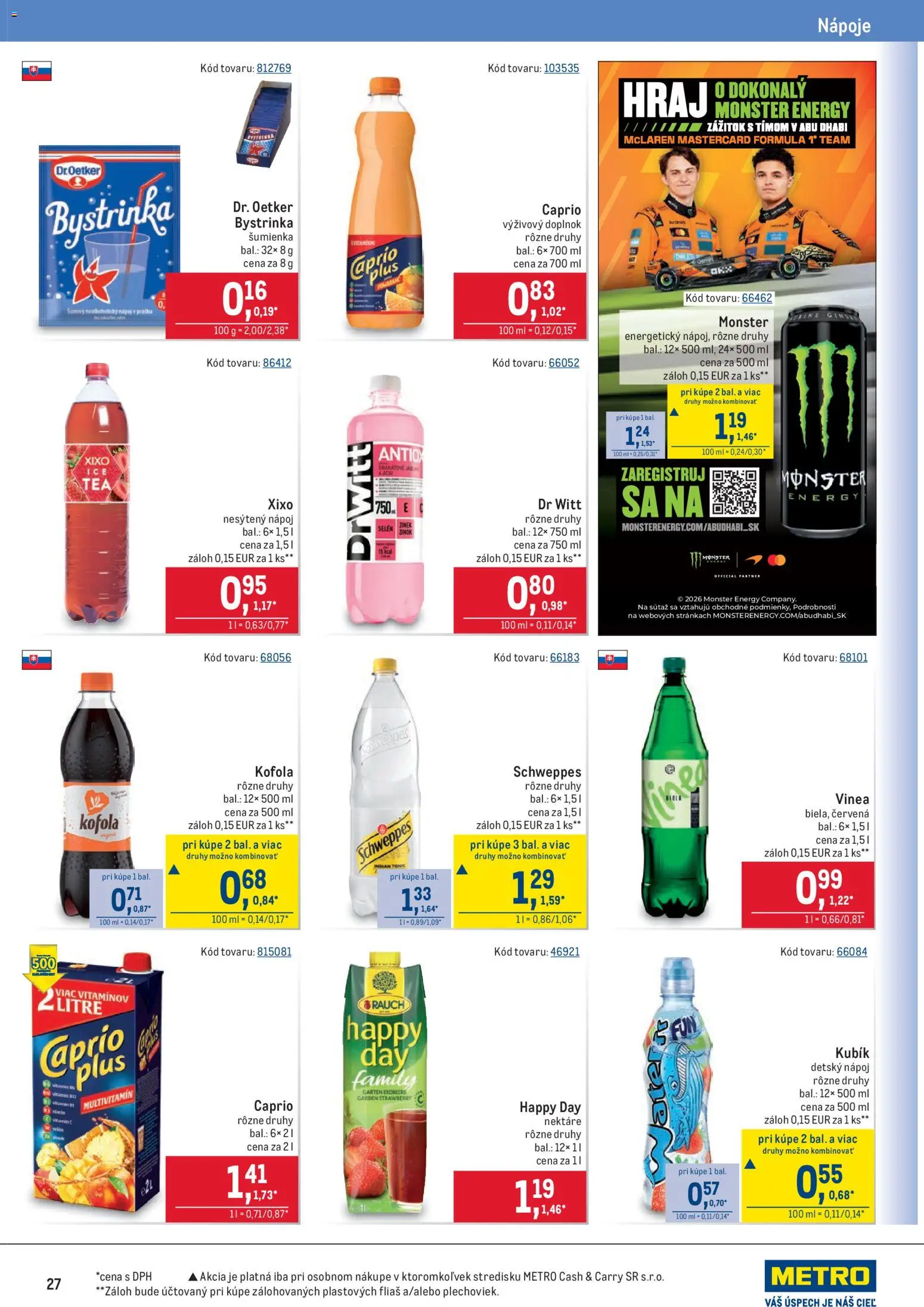 Nové Metro akcie – leták je platný od 11.02.2026 | Strana: 27 | Produkty: Kofola, Vinea
