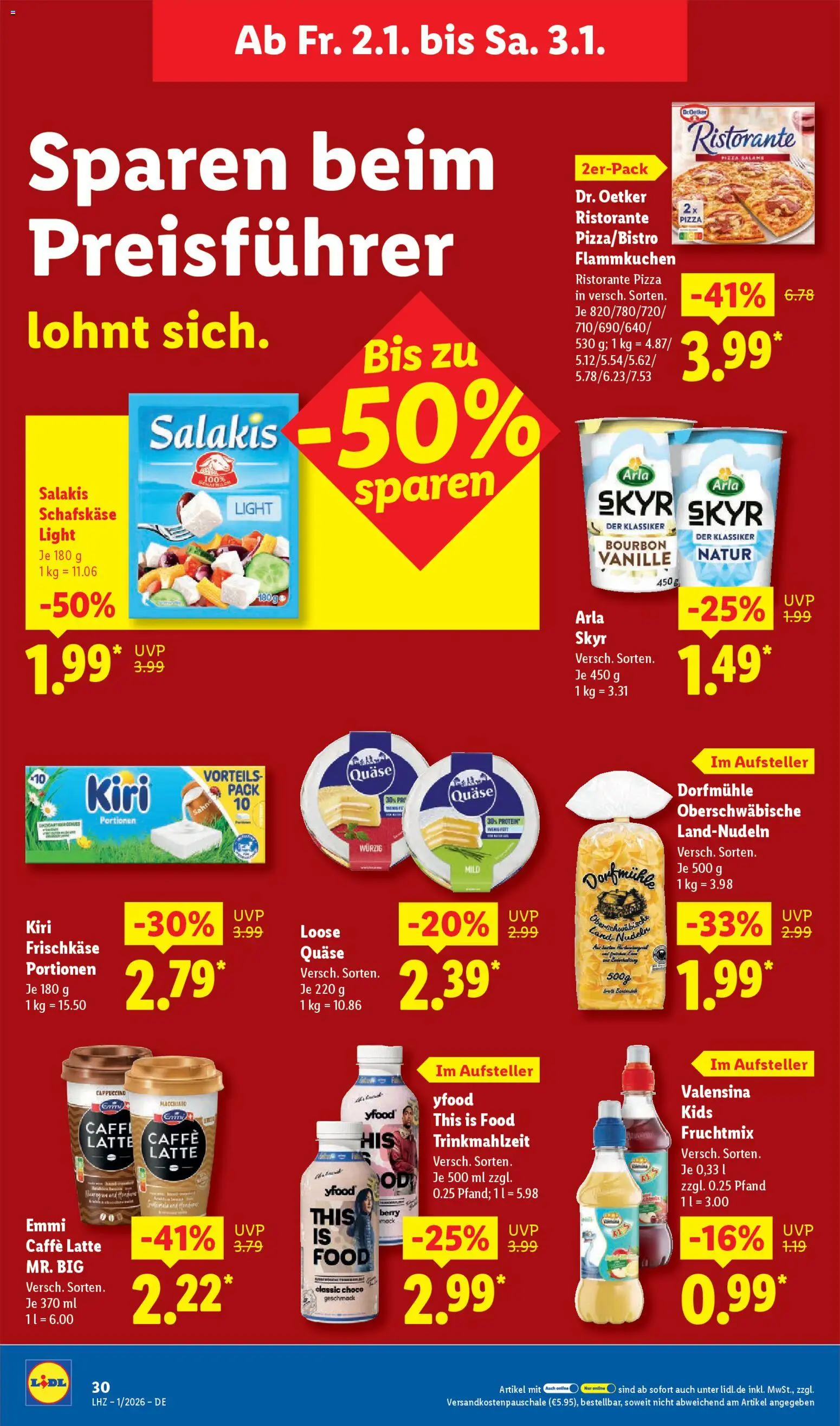 Lidl Prospekt Zossen – gültig ab 29.12.2025 | Seite: 48 | Produkte: Valensina, YFood, Sahne, Schafskase
