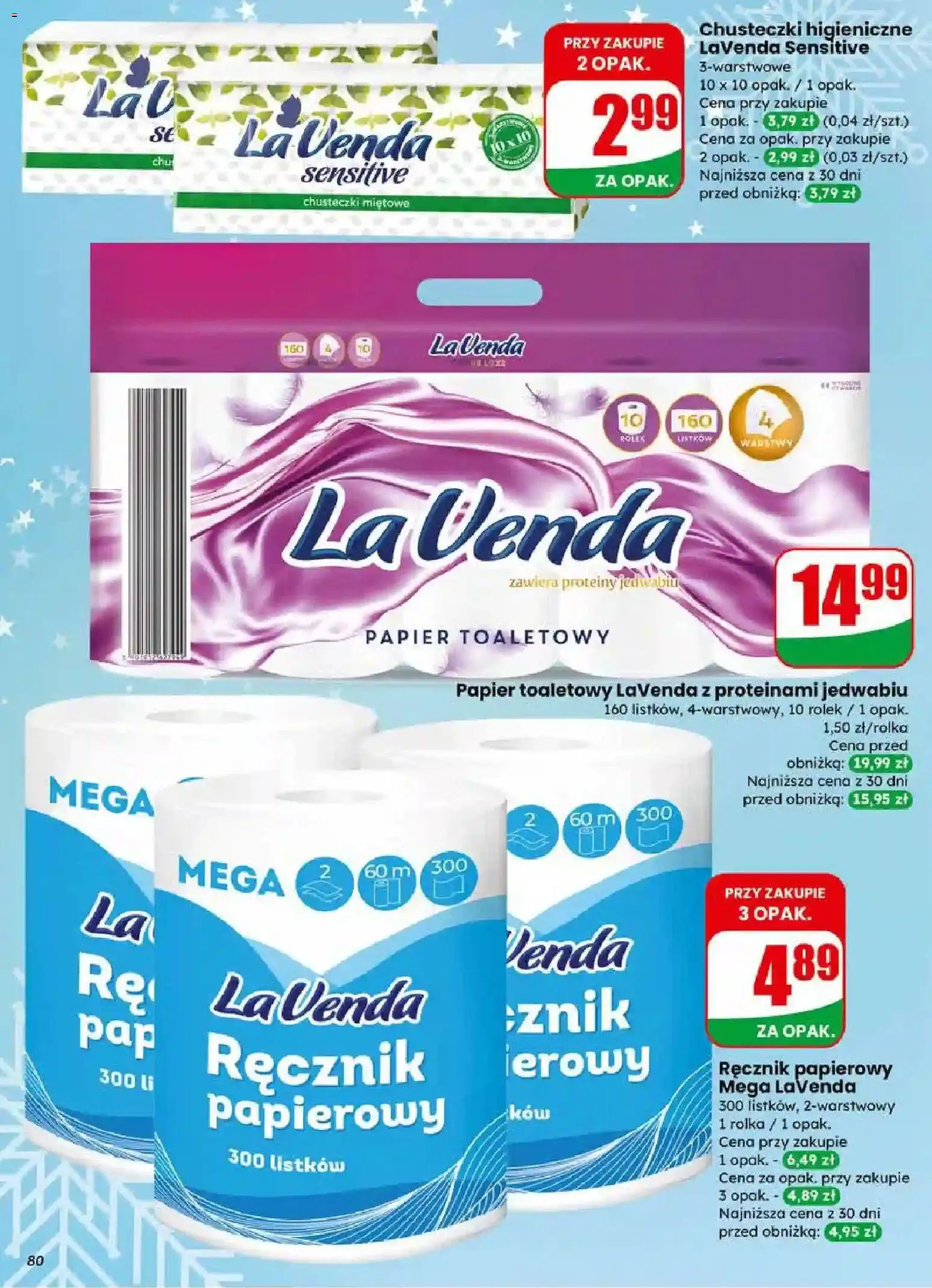 Dino Gazetka od 17.12.2025 | Strona: 80 | Produkty: Papier toaletowy lavenda, Papier toaletowy, Chusteczki higieniczne, Ręcznik papierowy