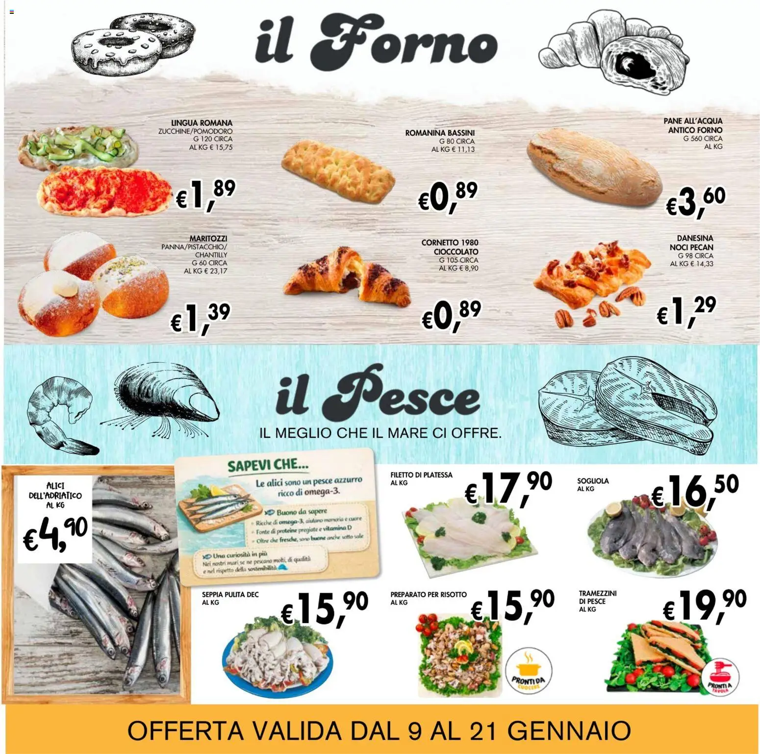 Volantino Coal del 09.01.2026 | Pagina: 8 | Prodotti: Cornetto, Il pesce, Noci, Forno