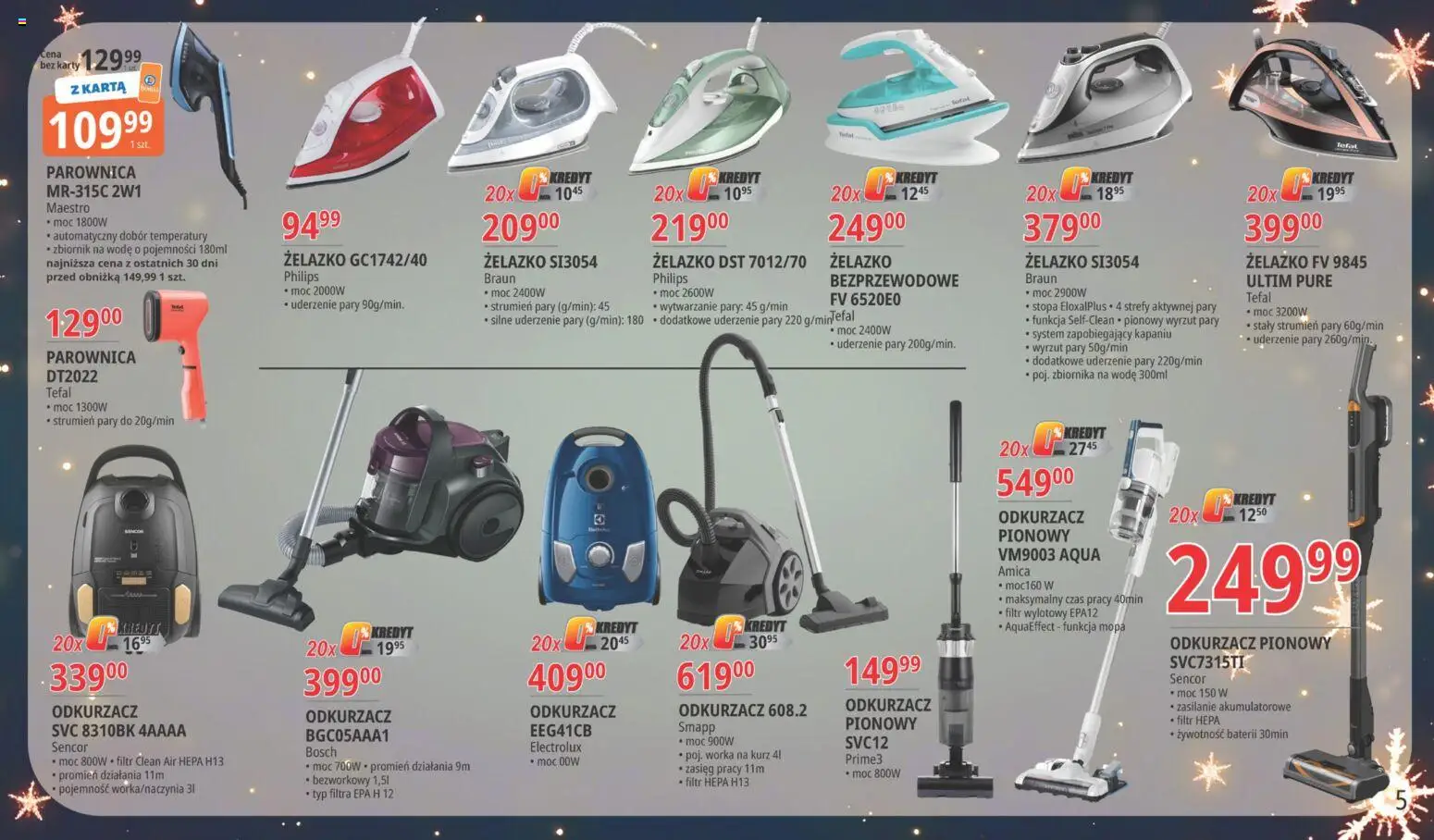 E.Leclerc Gazetka - Warszawa Bielany od 18.11.2025 | Strona: 5 | Produkty: Karta, Odkurzacz, Odkurzacz pionowy, Parownica