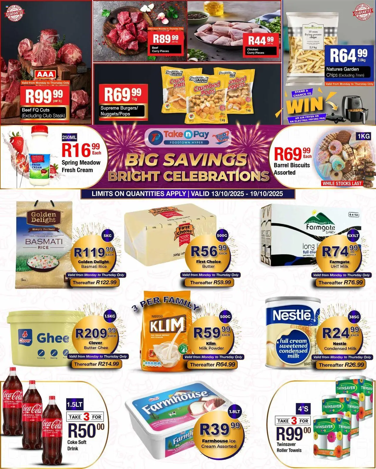 New Take n Pay catalogue – valid from 13.10.2025 | Page: 1 | Products: Fryer, Coke, Air fryer, Rice