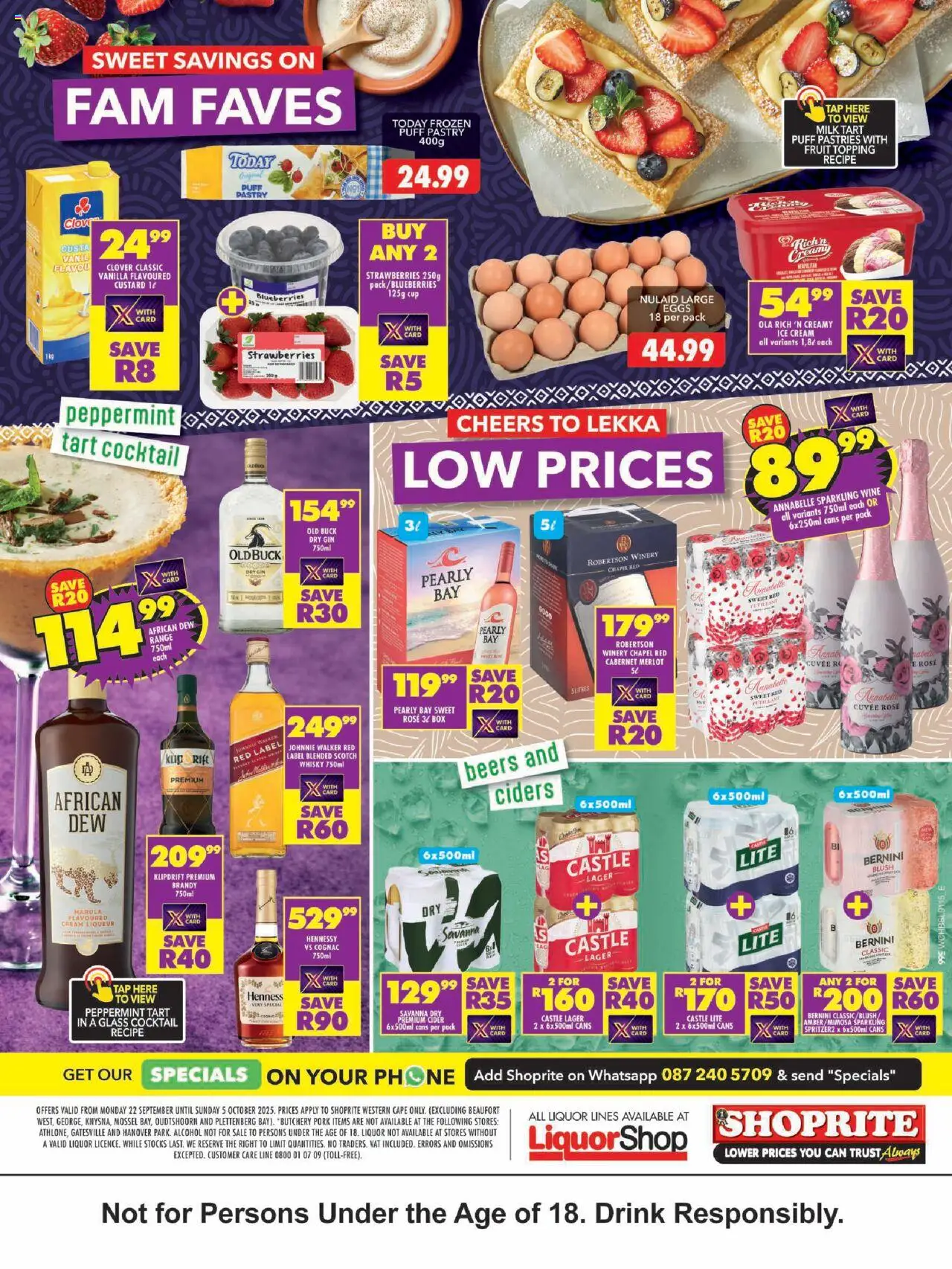 New Shoprite catalogue – valid from 22.09.2025 | Page: 4 | Products: Brandy, Eggs, Cream, Ice cream