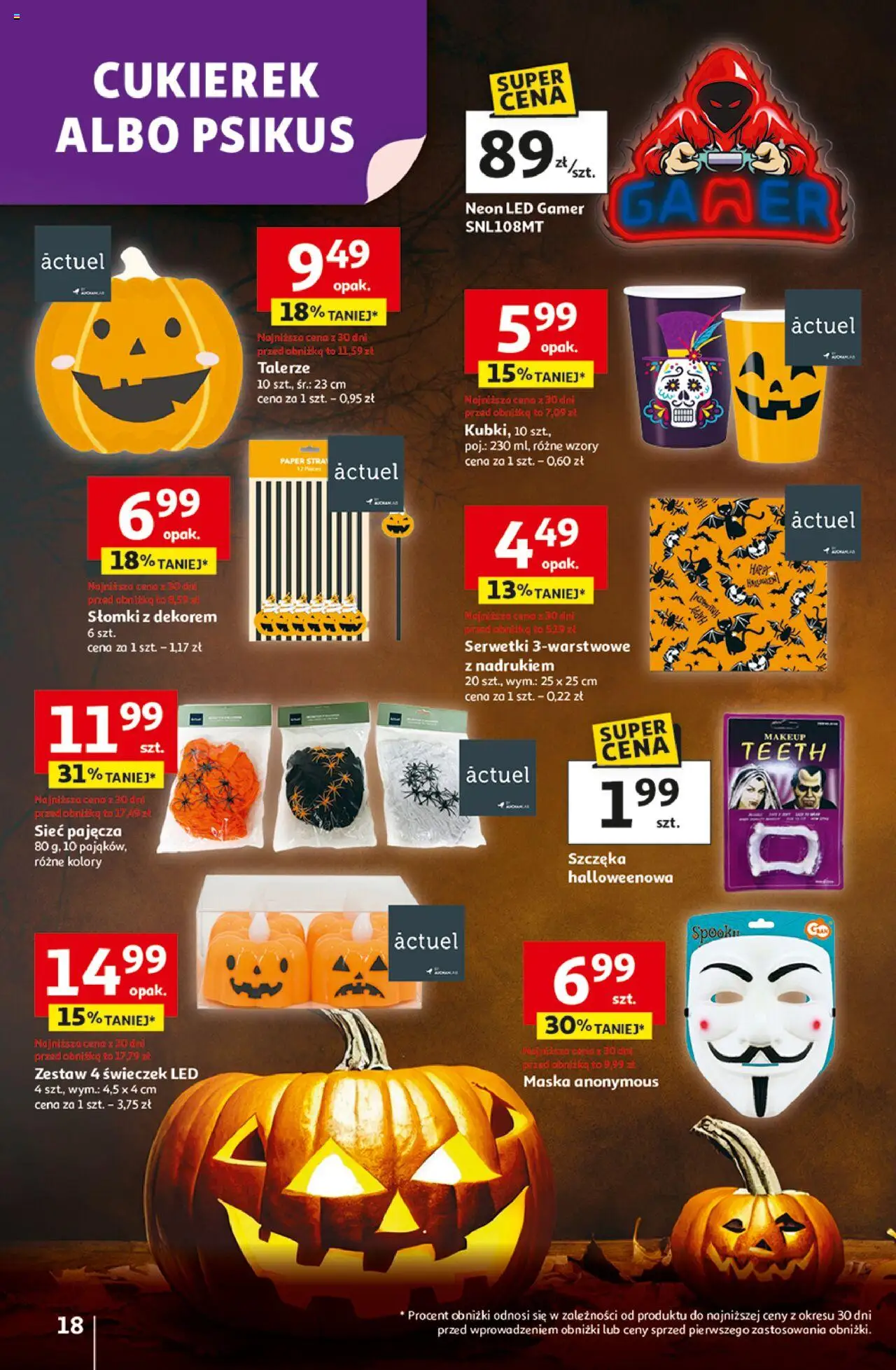 Auchan Gazetka - Wielkie przeboje cenowe Hipermarket od 23.10.2025 | Strona: 18 | Produkty: Talerze, Słomki, Maska
