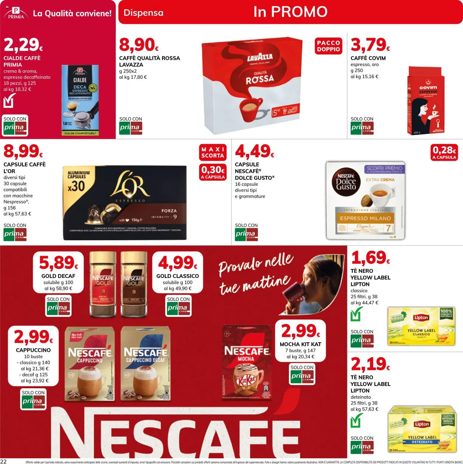 Volantino Basko del 24.02.2026 | Pagina: 22 | Prodotti: Crema, Caffè, Tè, Lavazza