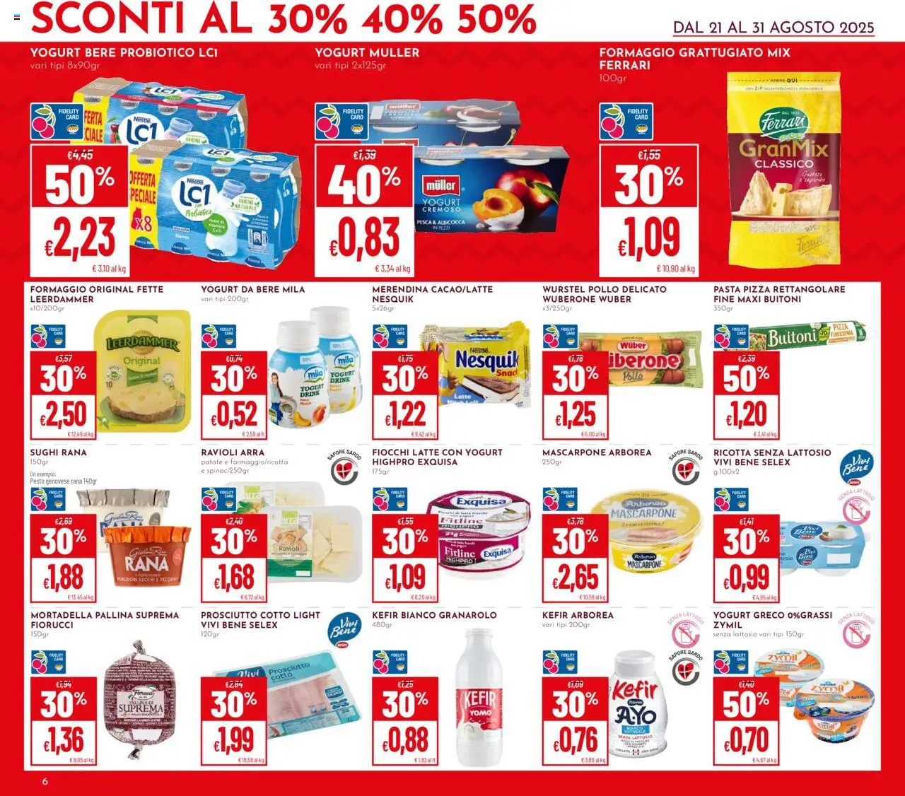 Volantino Pan del 21.08.2025 | Pagina: 6 | Prodotti: Pizza, Pasta, Wurstel, Mascarpone